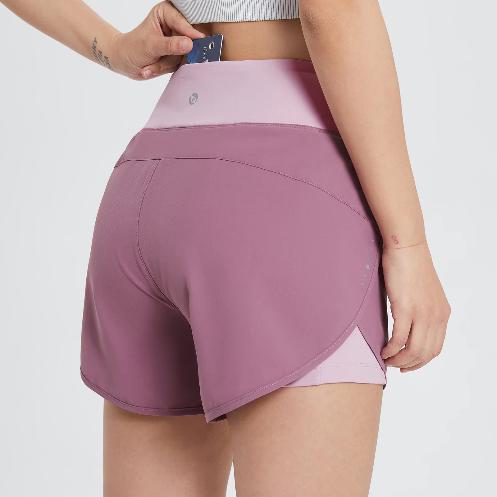 BALEAF Women's 2-in-1 Running Shorts with Built-in Liner - Lightweight Quick-Dry Athletic Workout & Yoga Shorts with Pockets - Perfect for Gym, Jogging, and Outdoor Activities