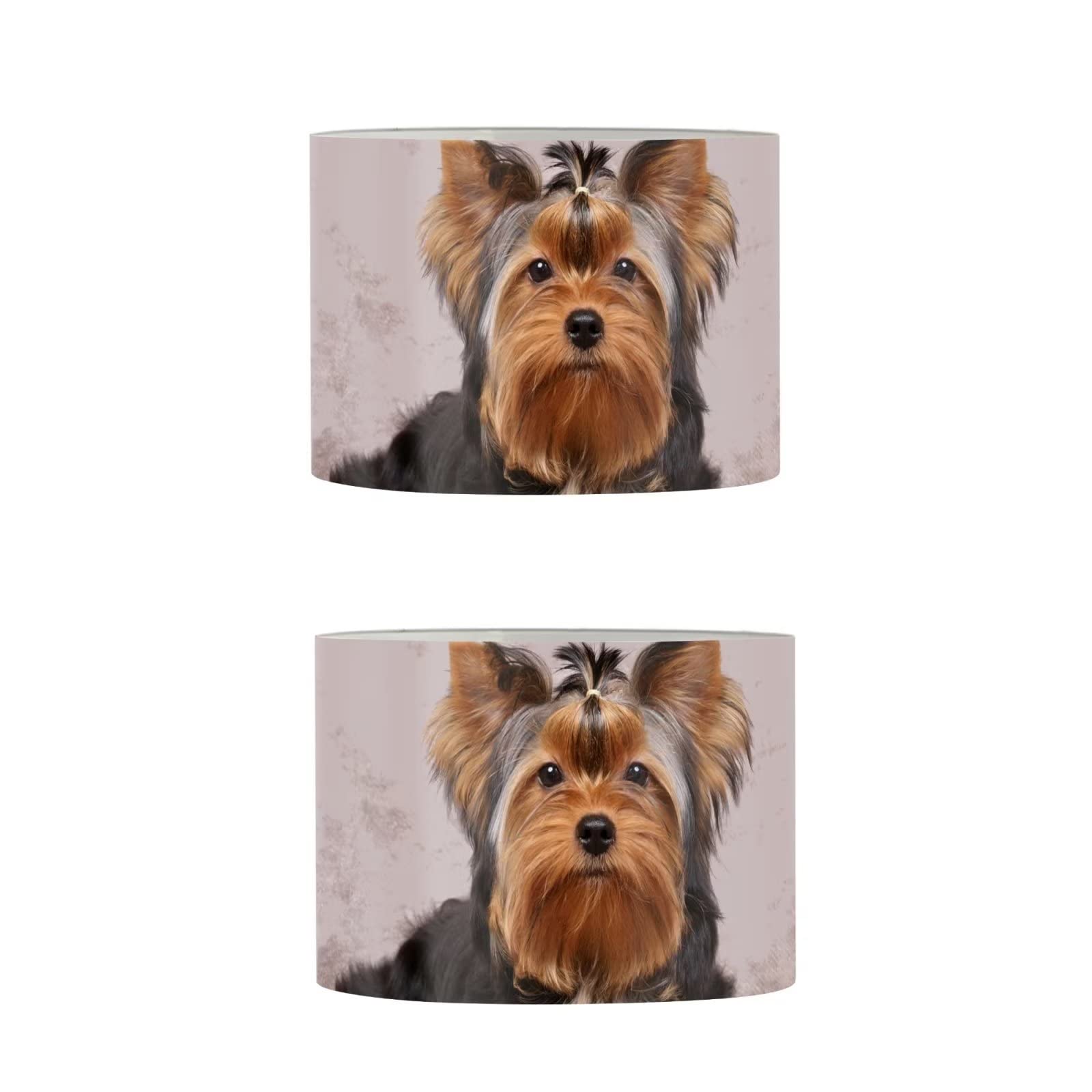 Yzaoxia Yorkshire Puppy Drum Lamp Shades Set of 2 - Medium Round Table Lamp Covers with Animal Print for Kids Bedroom & Living Room - Perfect for Nursery Decor and Cozy Reading Nook Lighting