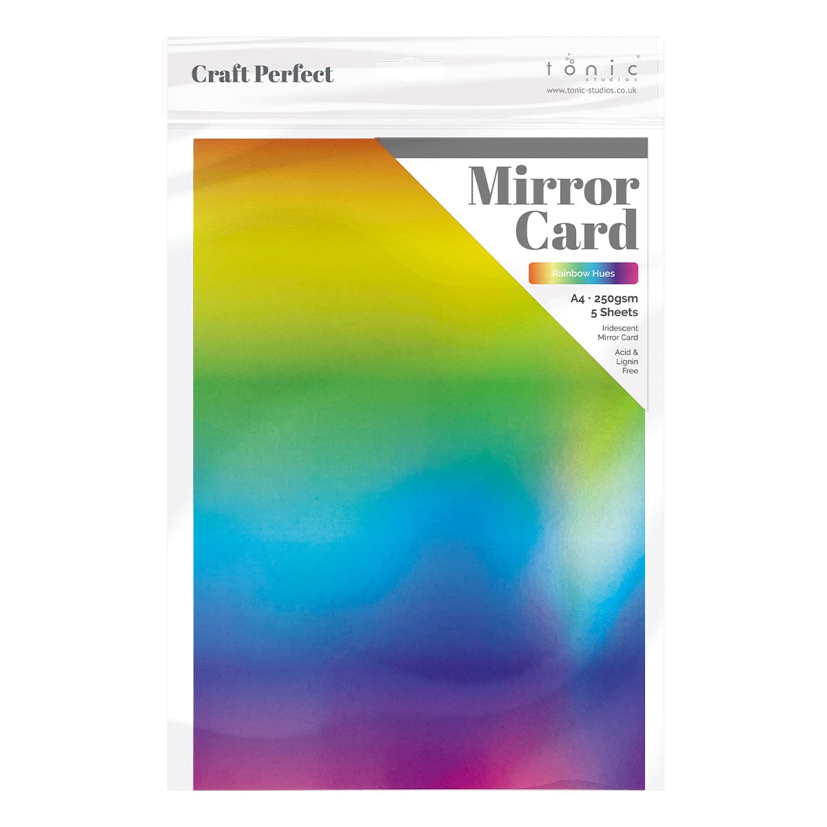 Iridescent Mirror Card - Rainbow Hued A4 Sheets (5/PK) for Scrapbooking, Card Making & DIY Crafts - 9779e