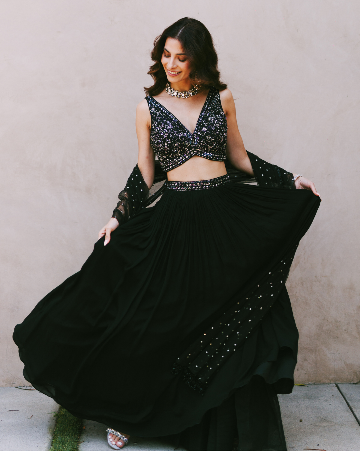 Elegant Black Savli Lehenga Choli Set for Women - Traditional Indian Bridal Party Wear for Weddings, Festivals & Special Occasions