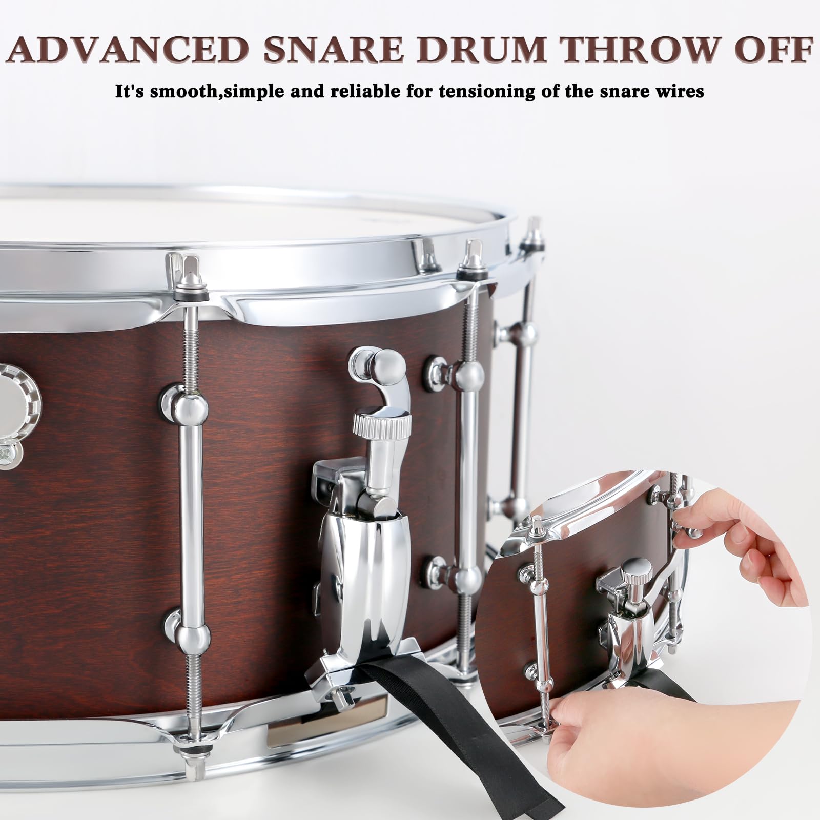 EASTROCK 14x6.5 Inch Professional Snare Drum with Reddish Brown Texture Finish - Premium Drum Set Accessory for Drummers & Adults - Perfect for Live Performances, Studio Recording & Drum Practice (Reddish Brown)