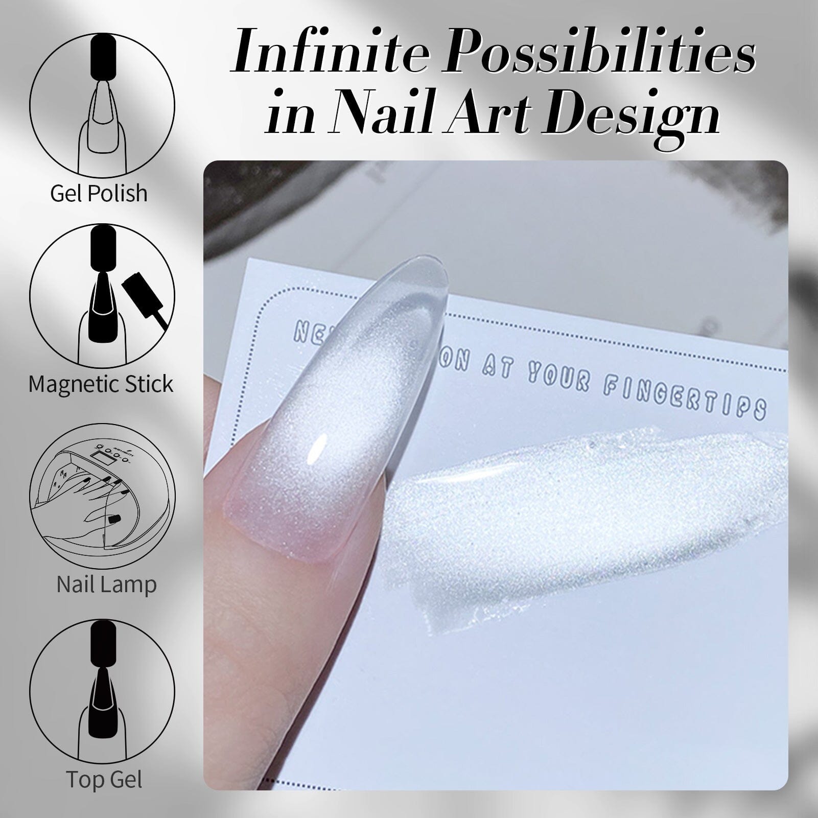 White Cat Magnetic Gel Polish MY77 - 15ml Flowing Light White Nail Polish for Salon & Home Manicures - Perfect for Nail Art, French Tips & Special Occasions