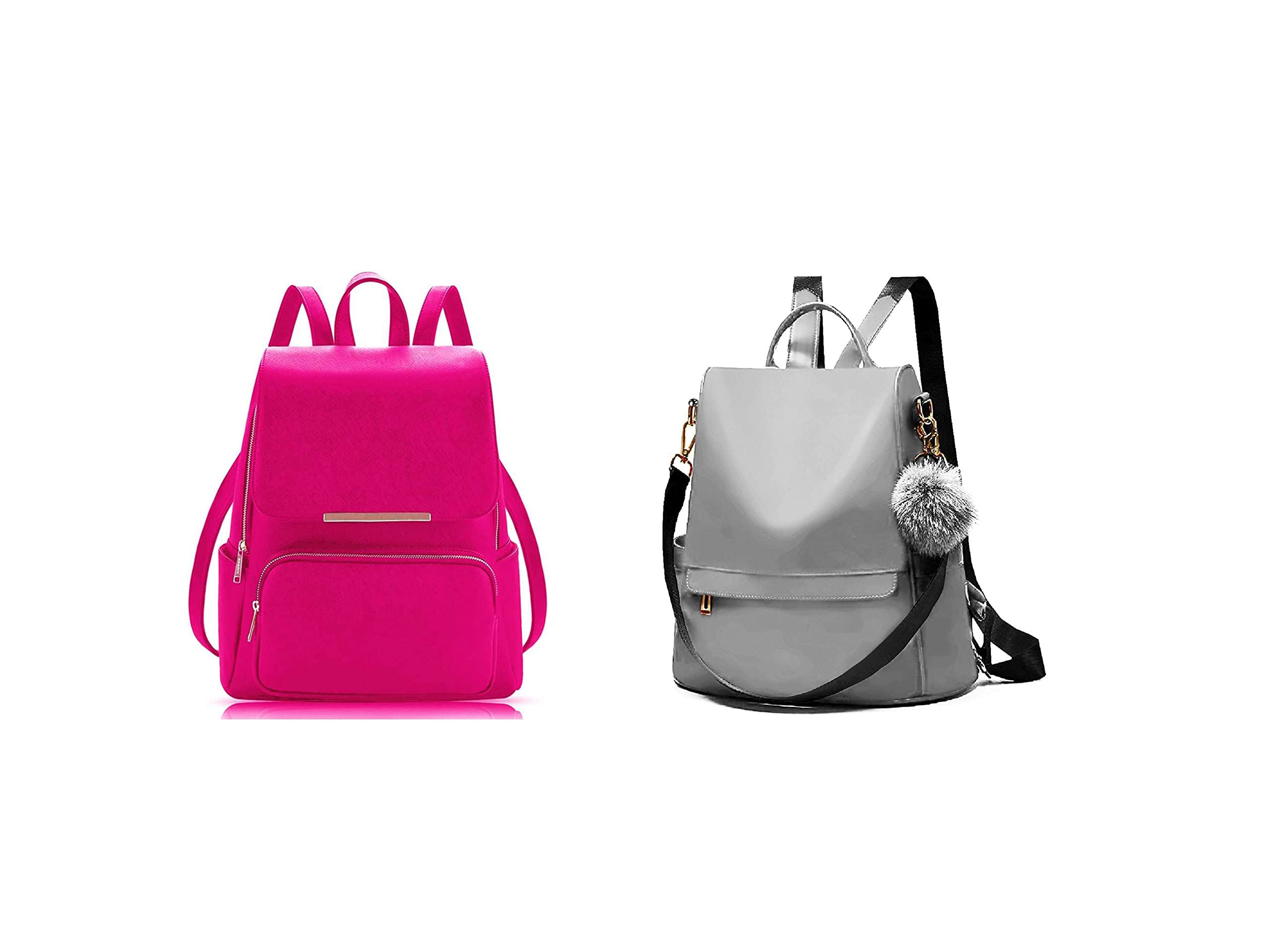 Stylish Pink & Grey Backpack for Women - Office & College Use