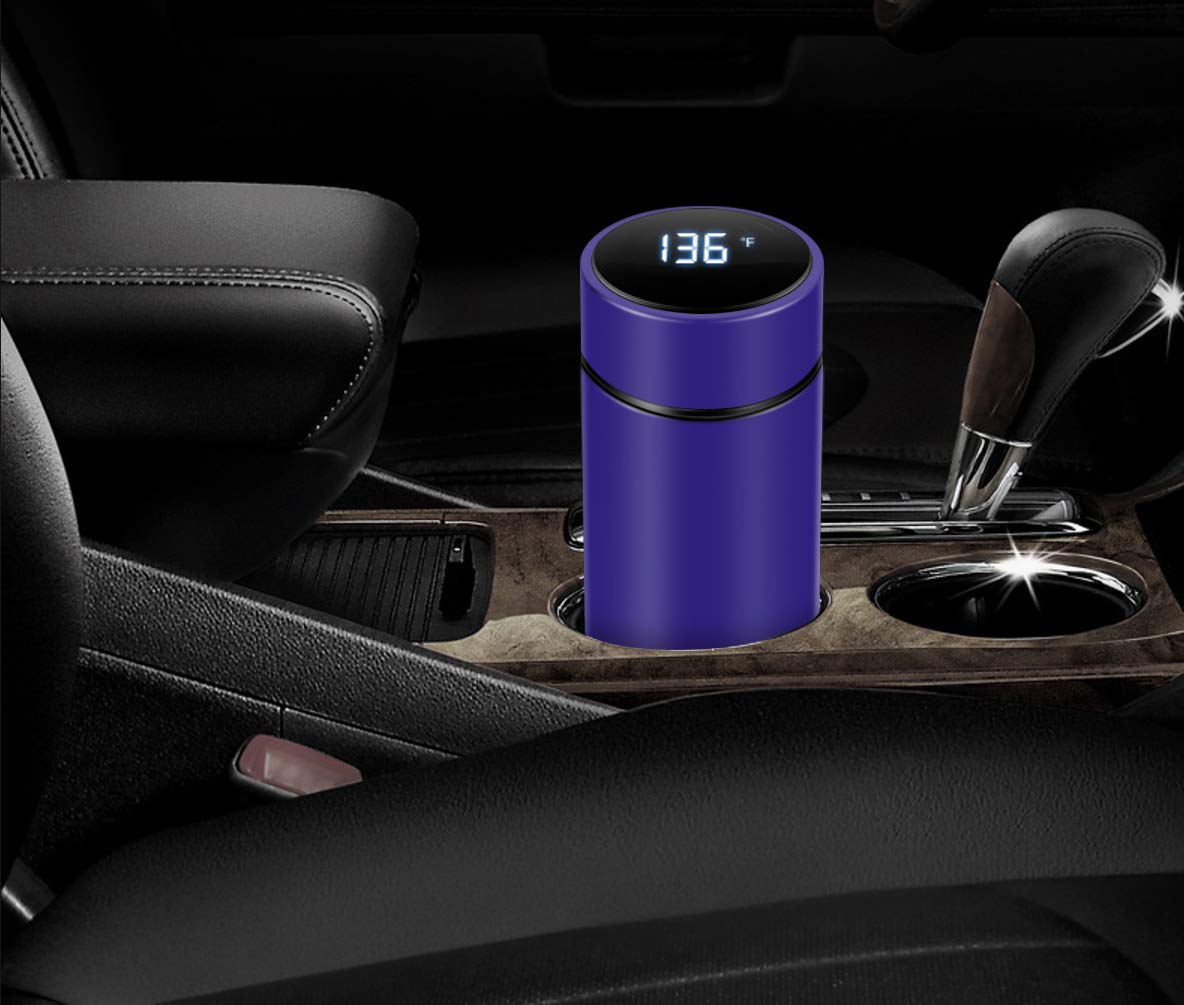 Smart LED Temperature Display Vacuum Insulated Water Bottle - 24H Hot & Cold Retention, Double Wall Stainless Steel Coffee Thermos with Tea Infuser - Perfect for Gym, Hiking, Office & Outdoor Activities (Blue)