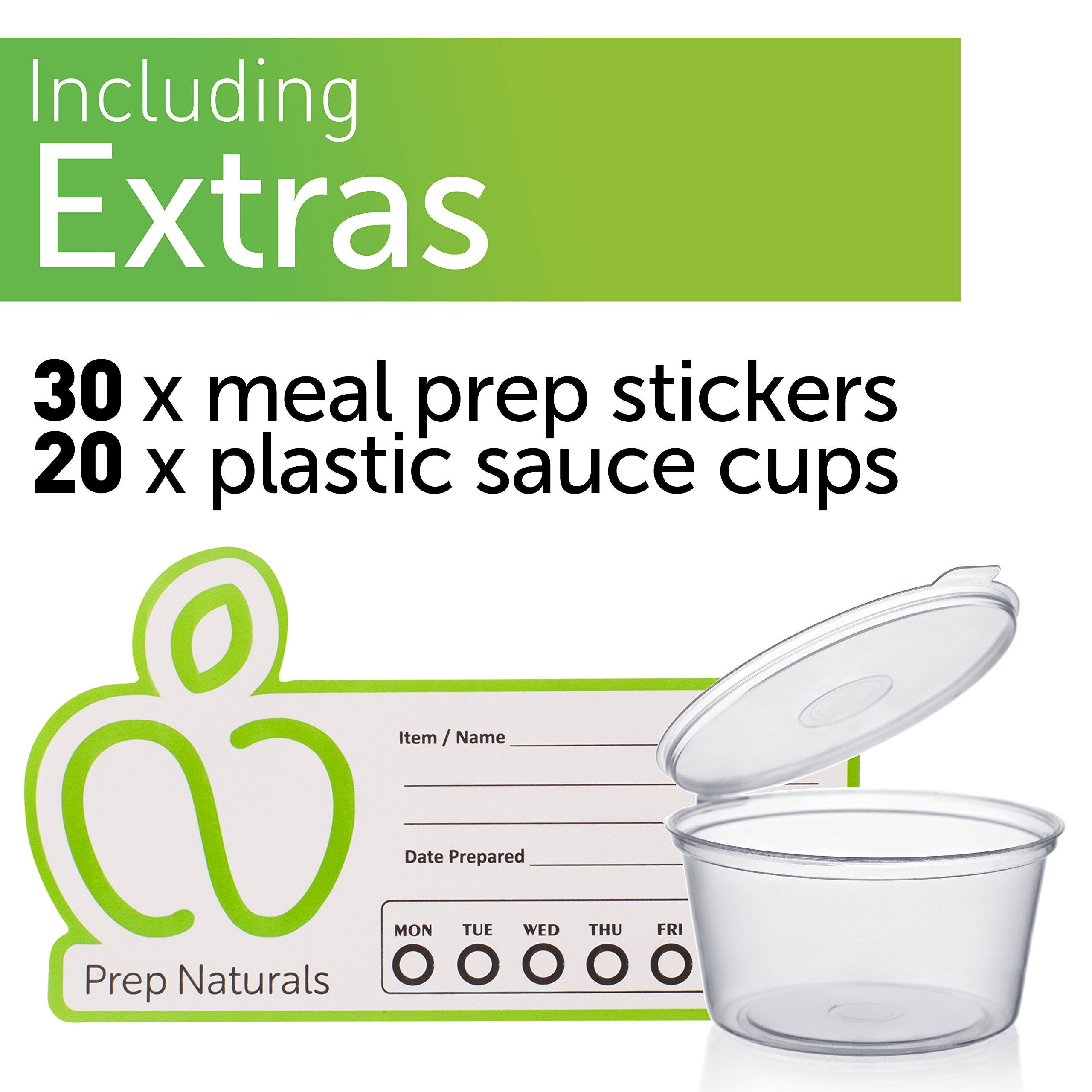 PrepNaturals 4-Pack 34oz Glass Meal Prep Containers with Lids - BPA-Free, Leak-Proof, Multi-Compartment Food Storage - Microwave, Dishwasher, Freezer & Oven Safe - Perfect for Meal Prepping, Leftovers, Lunches & Food Storage