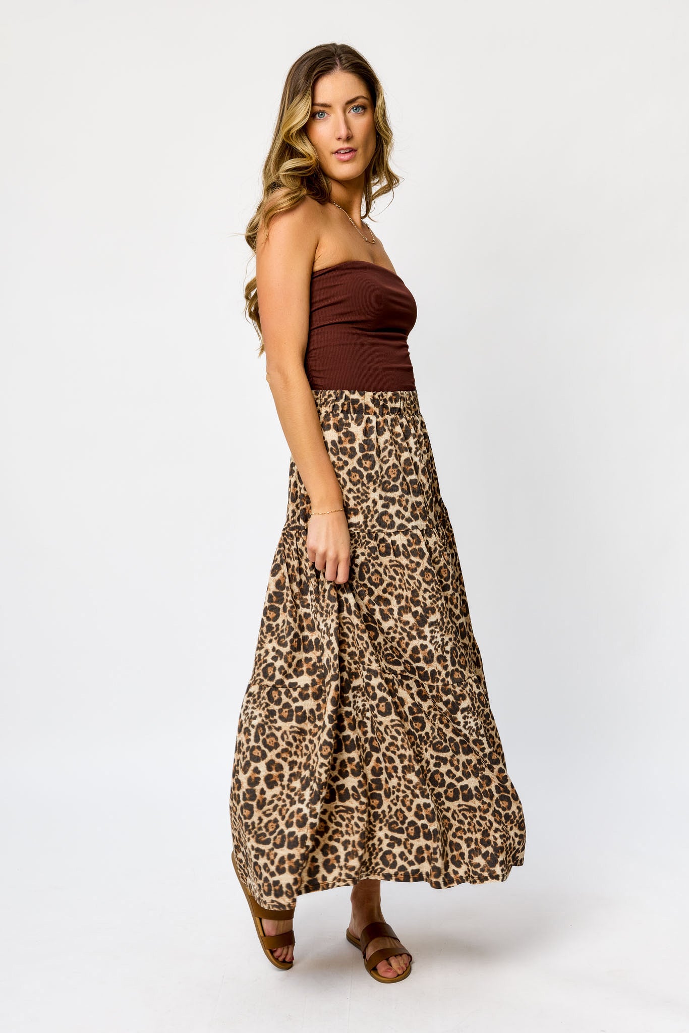 Stylish Animal Print Ripple Jersey Tiered Maxi Skirt for Women | Boho Chic Long Flowy Skirt | Perfect for Beach Vacations, Summer Outings & Music Festivals