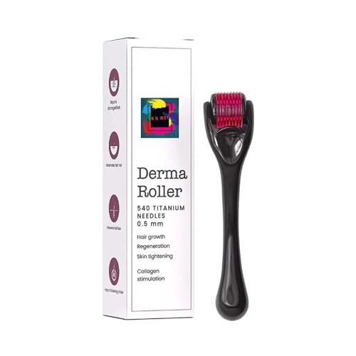 KSBOY 0.5mm Derma Roller with 540 Titanium Needles for Hair Growth | Repair Damaged Hair & Stimulate Follicles | Reduce Hair Loss & Thicken Hair | Easy to Use at Home | Perfect for Men & Women with Thinning Hair or Baldness