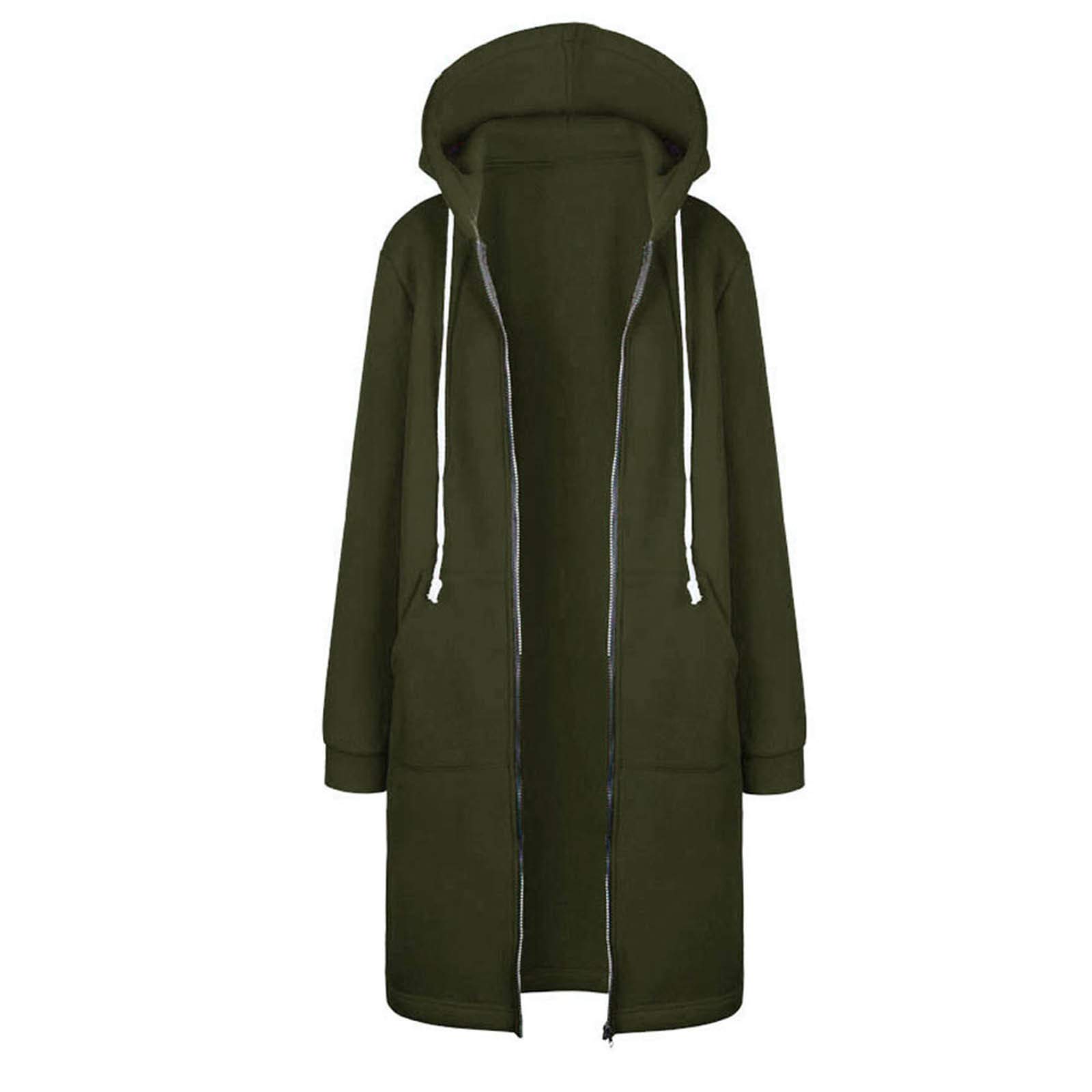 Women's Lightweight Fleece Hooded Jacket with Long Zipper - Cozy Open Front Sweatshirt Coat for Casual Outwear | Perfect for Fall, Winter & Outdoor Activities