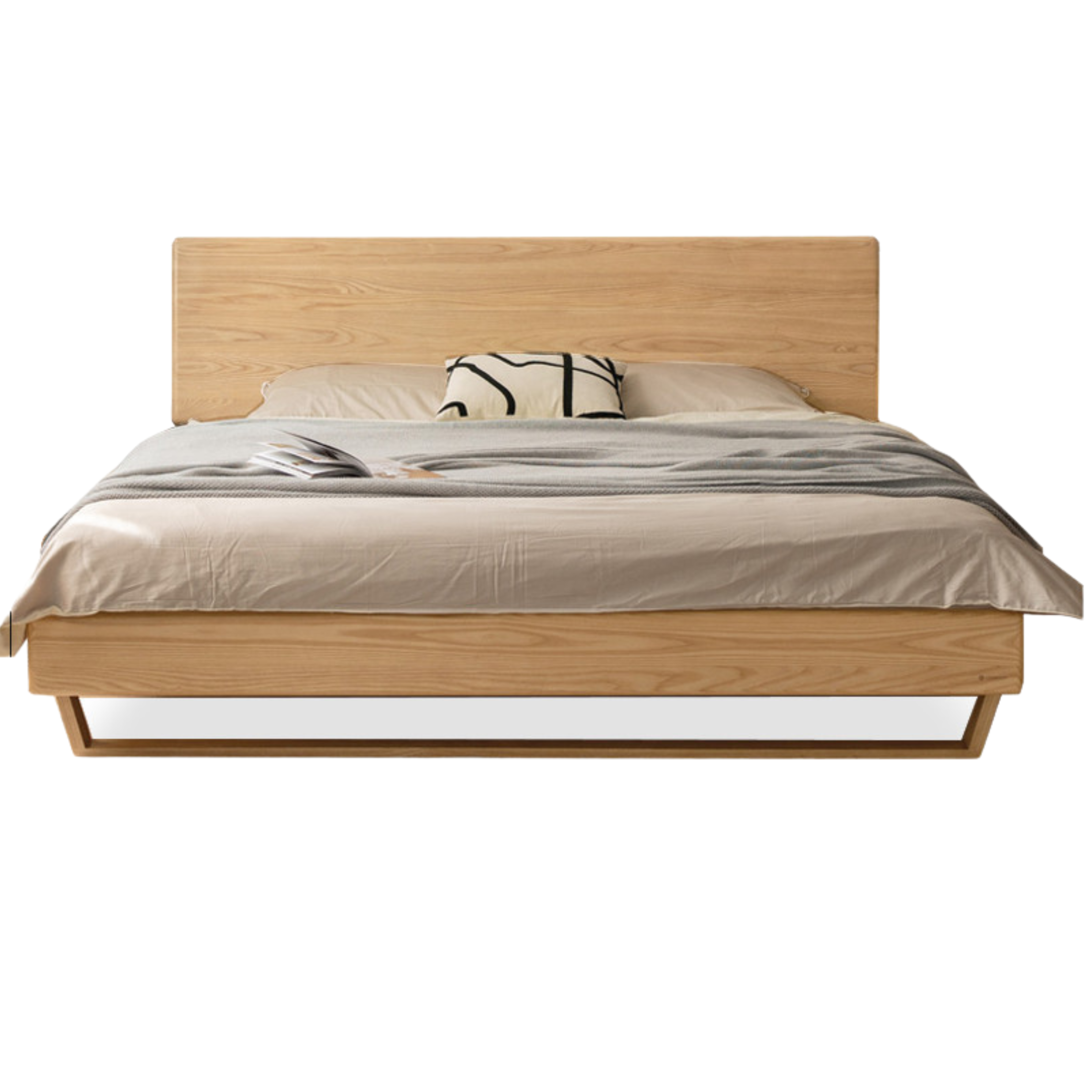 Solid Oak and Ash Wood Nordic Minimalist Floating Bed Frame - Perfect for Modern Bedroom, Guest Room, and Loft Decor