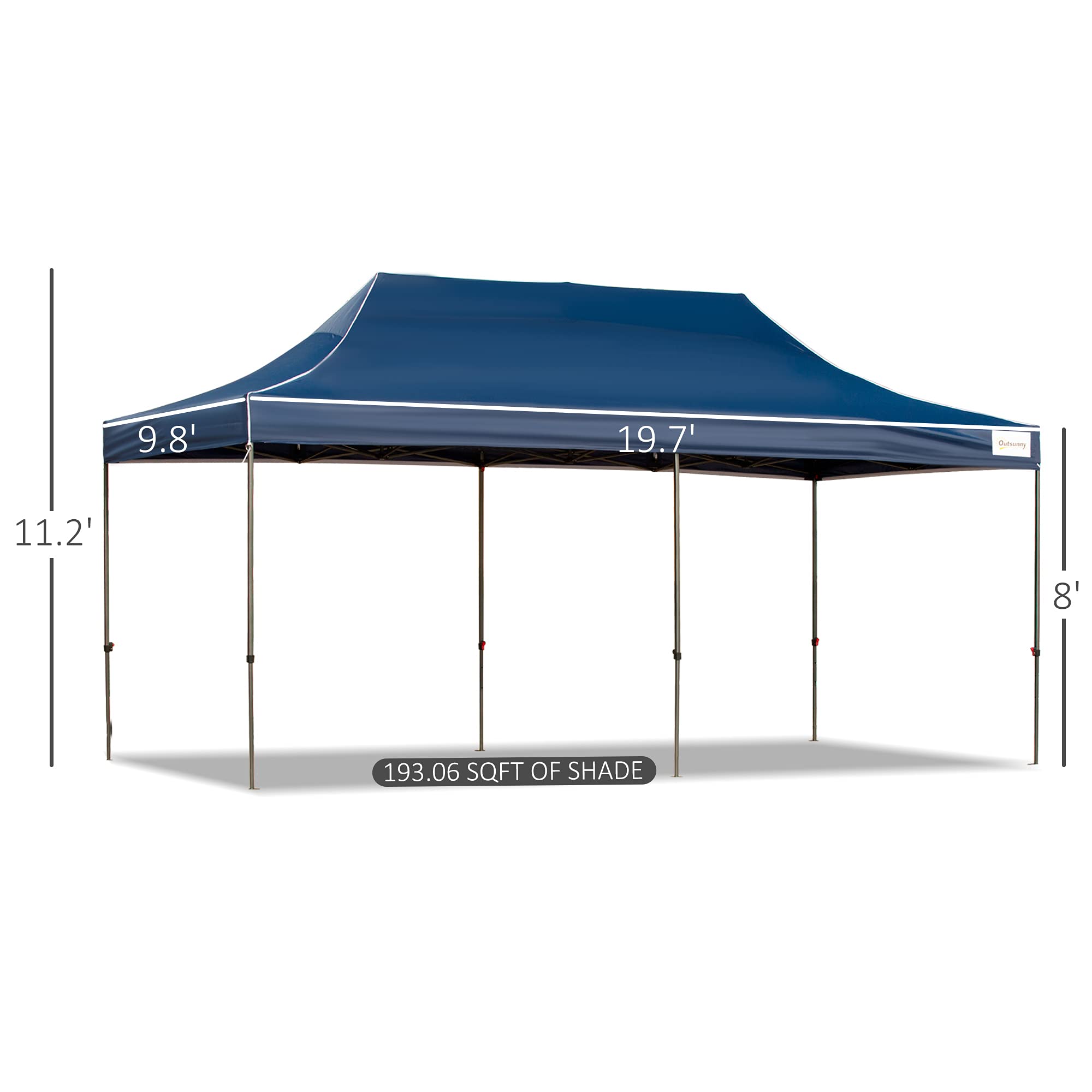 Outsunny 10' x 20' Pop Up Canopy Tent with Removable Sidewalls & Doors, Instant Shelter for Outdoor Parties, Camping, Backyard Events - Includes Wheeled Carry Bag & Height Adjustment - Perfect for Gardens, Patios, Beach & Tailgating