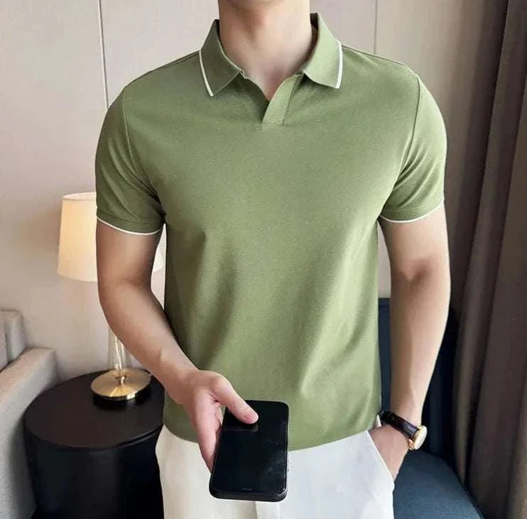 British Slim Fit Summer Polo Shirt for Men - Breathable Cotton Casual Short Sleeve Tee - Perfect for Golf, Office & Outdoor Activities