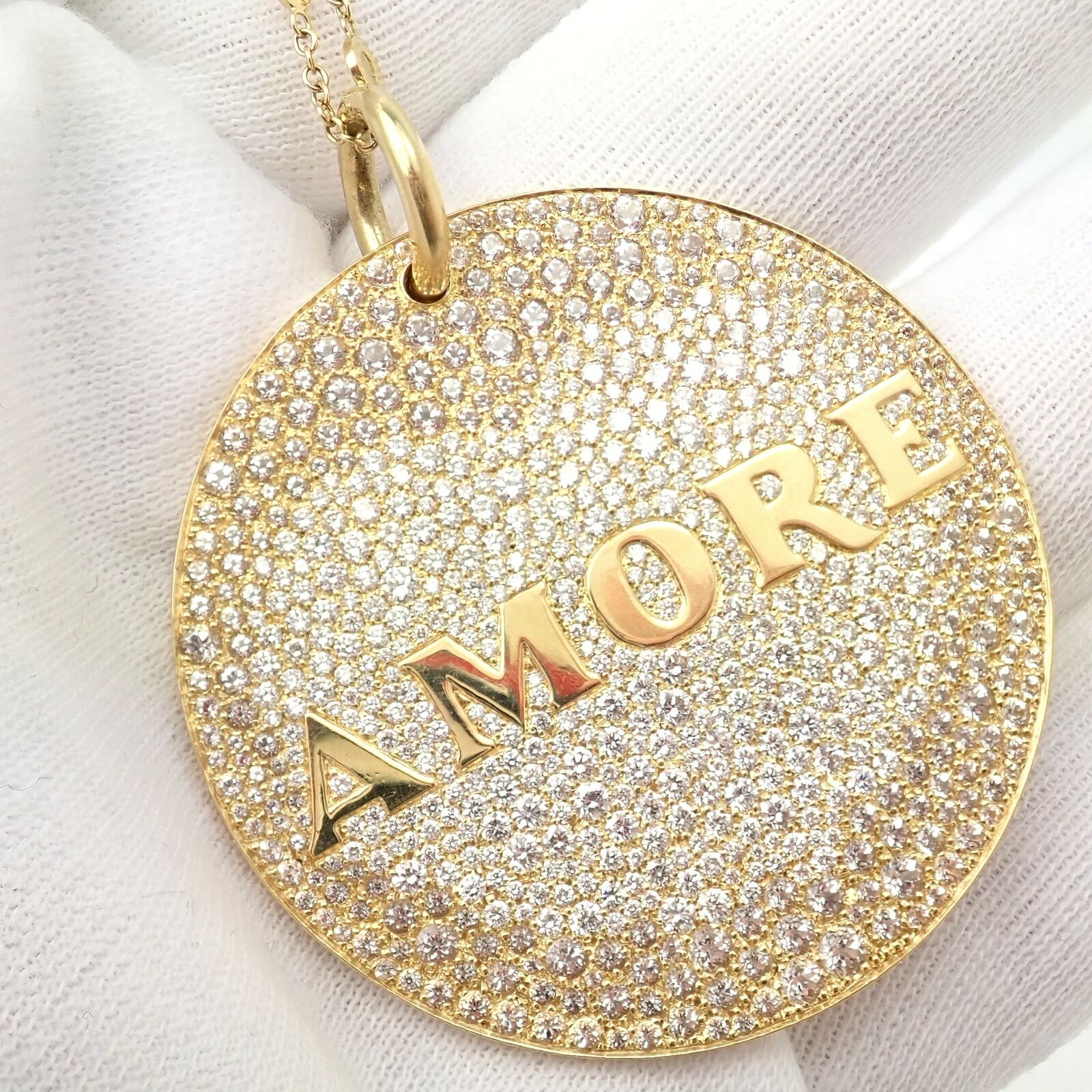 Pasquale Bruni 18k Yellow Gold Extra Large Diamond & Sapphire Amore Pendant Necklace for Women - Elegant Jewelry Gift for Anniversary, Valentine's Day & Special Occasions