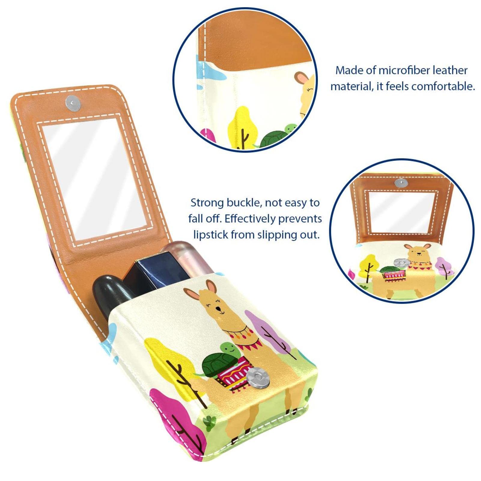 Personalized Lipstick Case - Portable Makeup Bag & Cosmetic Pouch Organizer for Lipsticks - Cute Alpaca Llama Turtle Tree Design - Perfect for Travel, Home & Office Makeup Storage