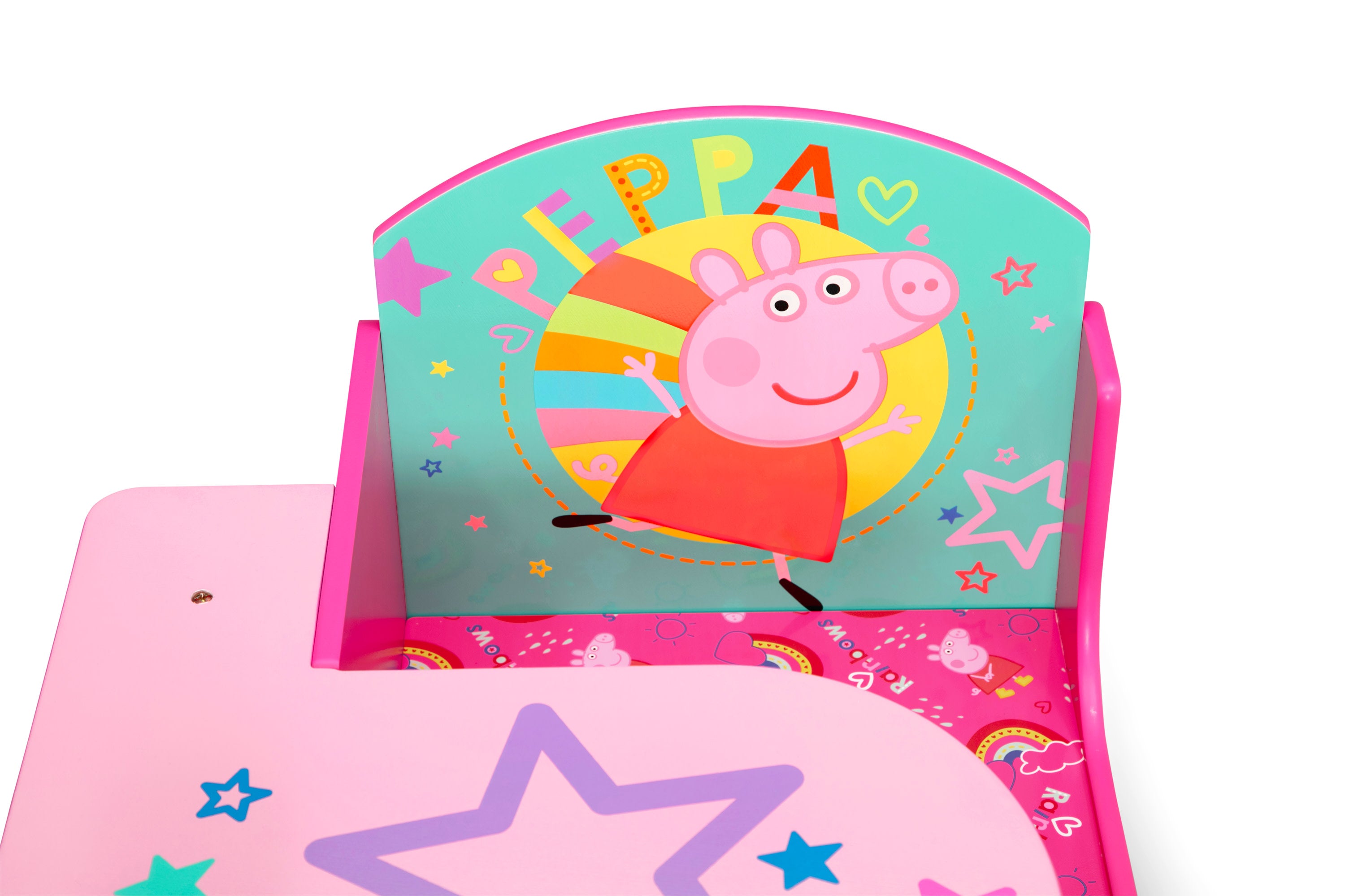 Peppa Pig Big Adventures Kids Chair Desk with Storage Bin - Study & Play Furniture for Toddlers & Preschoolers - Perfect for Bedroom, Playroom or Homeschooling