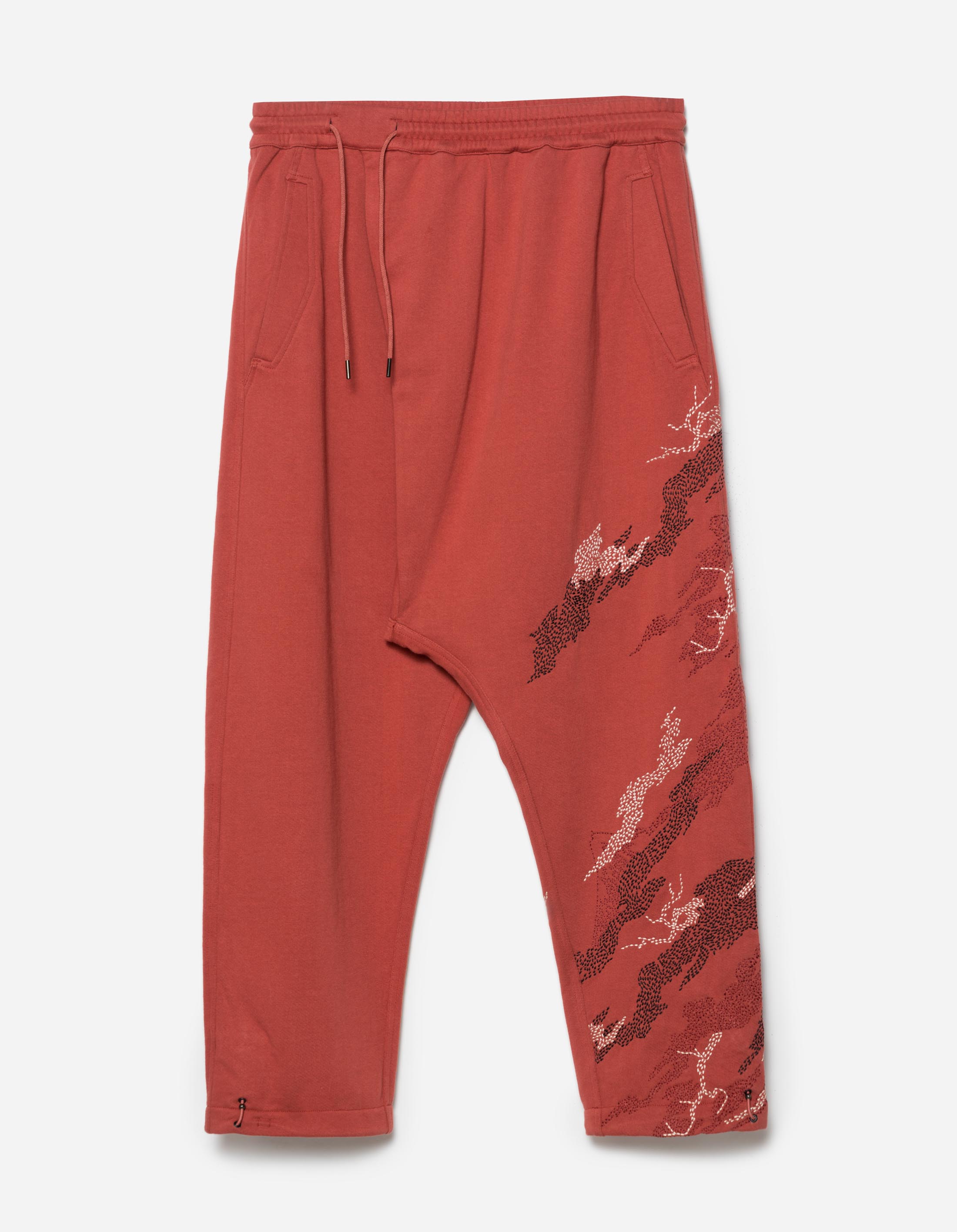 6202 Sashiko Bonsai Asym Sweatpants for Women - Redwood Color, Japanese Inspired Casual Pants for Yoga, Lounge & Streetwear Fashion