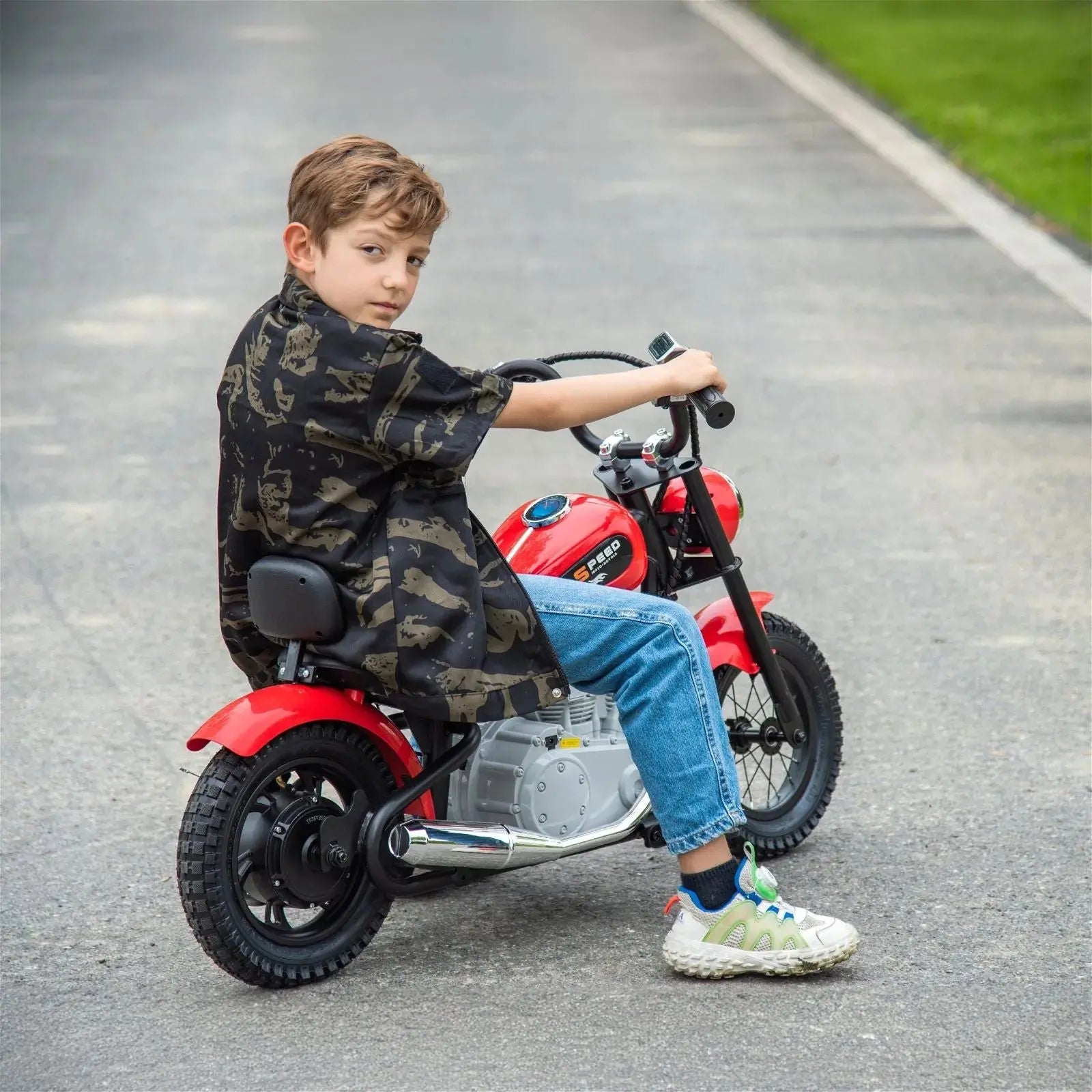 36V Freddo E Chopper Electric Motorcycle - 1 Seater with Leather Seat & Brushless Motor for Adults - Perfect for Urban Commuting & Leisure Rides