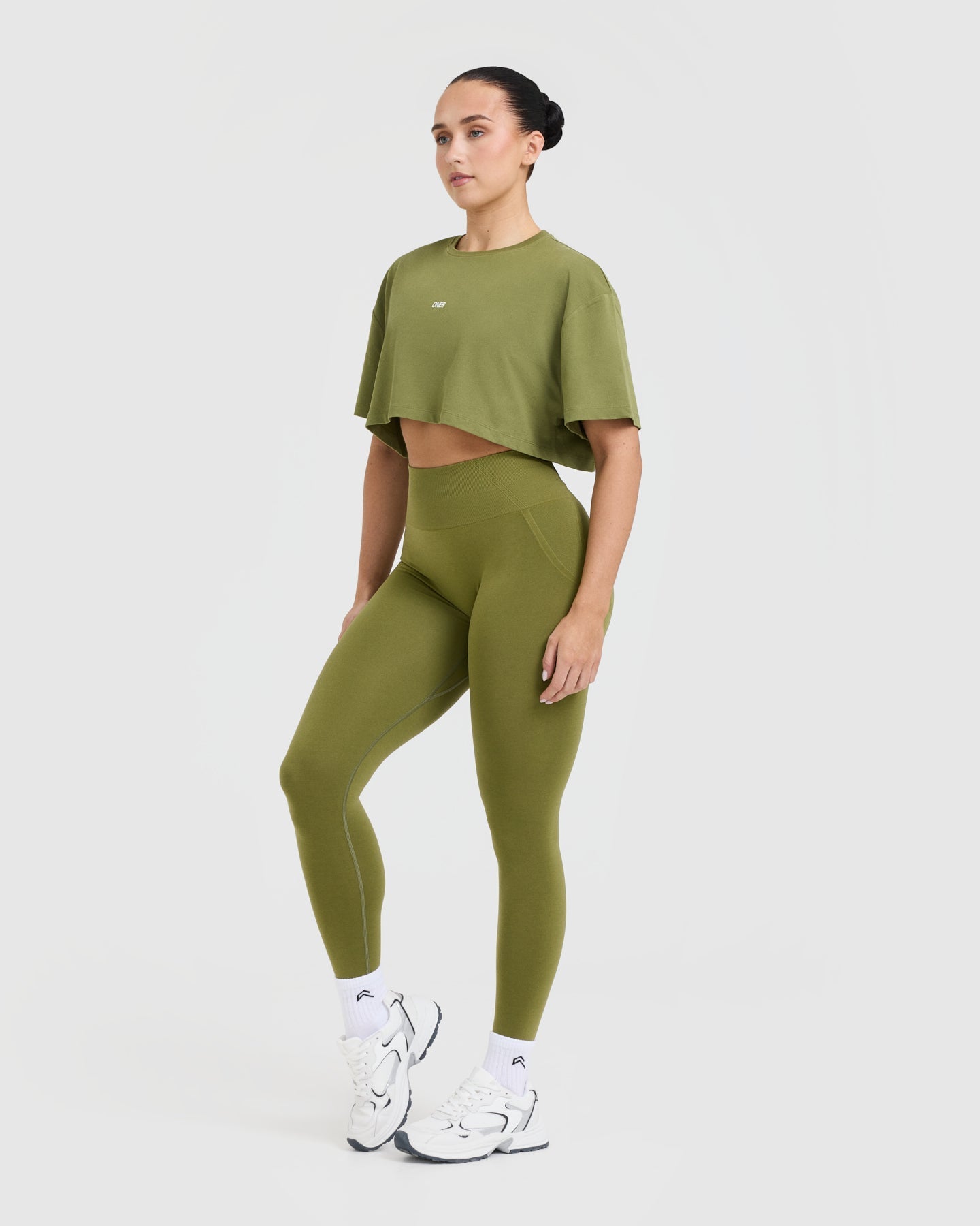 Classic Oner Graphic Crop Lightweight T-Shirt for Women | Olive Green Casual Tee | Perfect for Summer Outfits, Streetwear & Layering