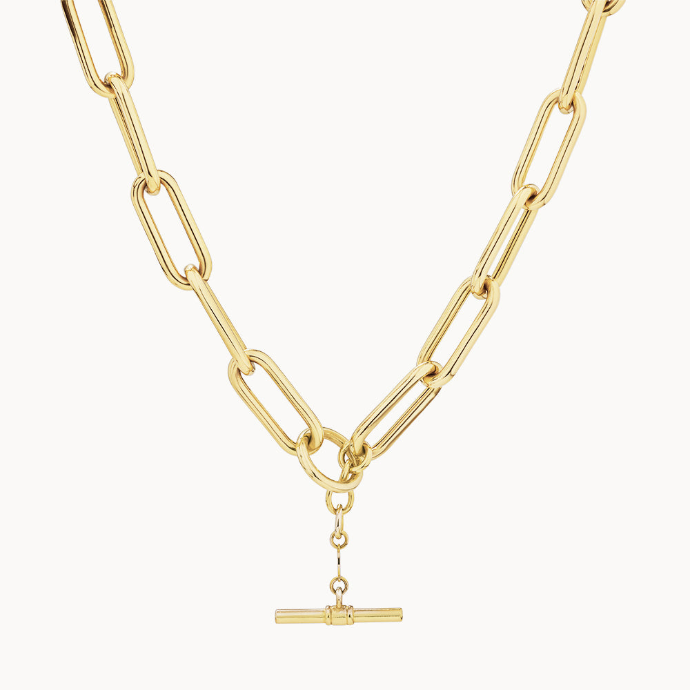 Gold Large Paperclip Toggle Necklace - Trendy Minimalist Jewelry for Women - Perfect for Office Wear, Date Nights & Everyday Fashion Accessories