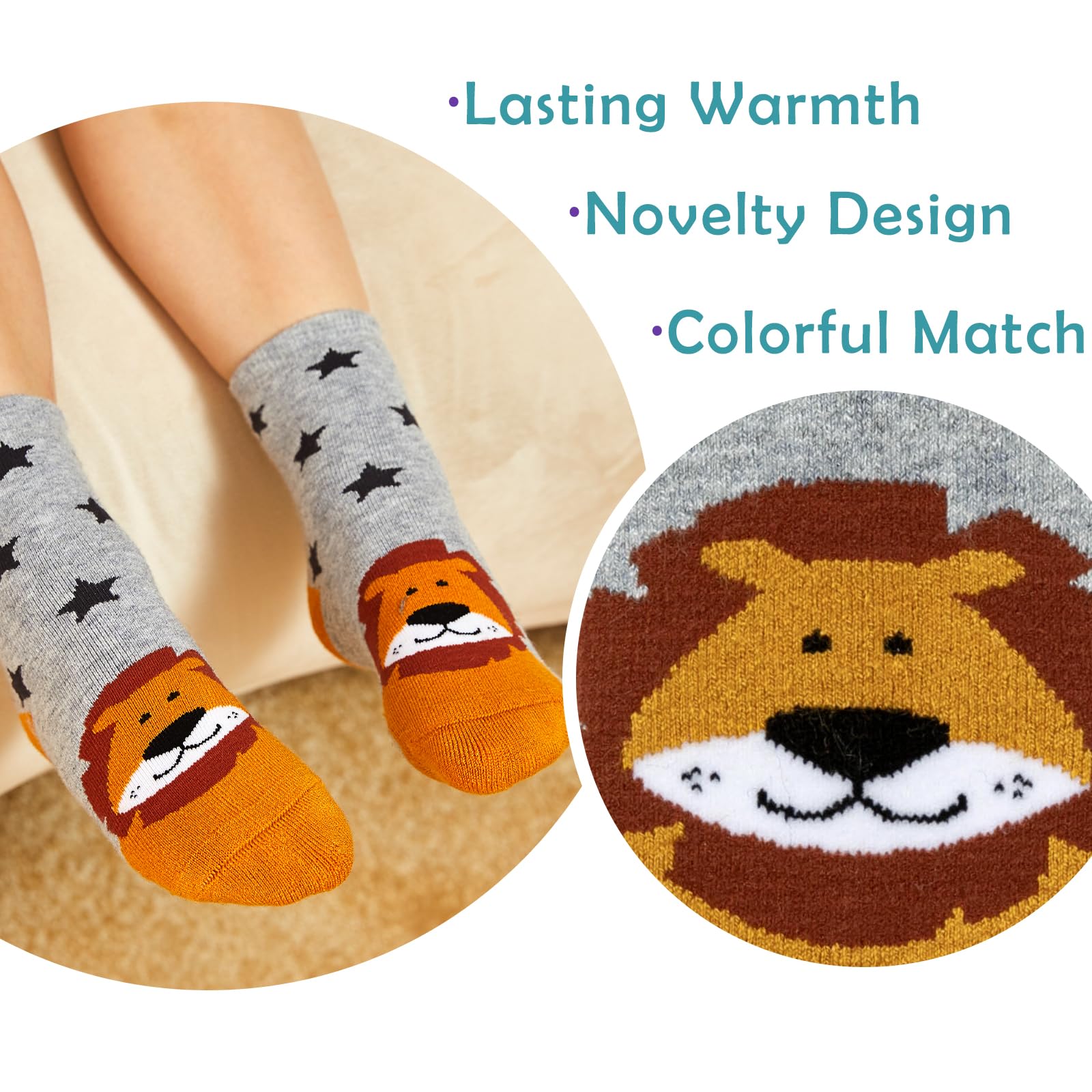 Moon Tree Boys Wool Socks for Kids - 6 Pack Warm Winter Thermal Crew Socks for Boys, Soft & Cozy Merino Wool Blend - Perfect for School, Outdoor Activities & Cold Weather Adventures