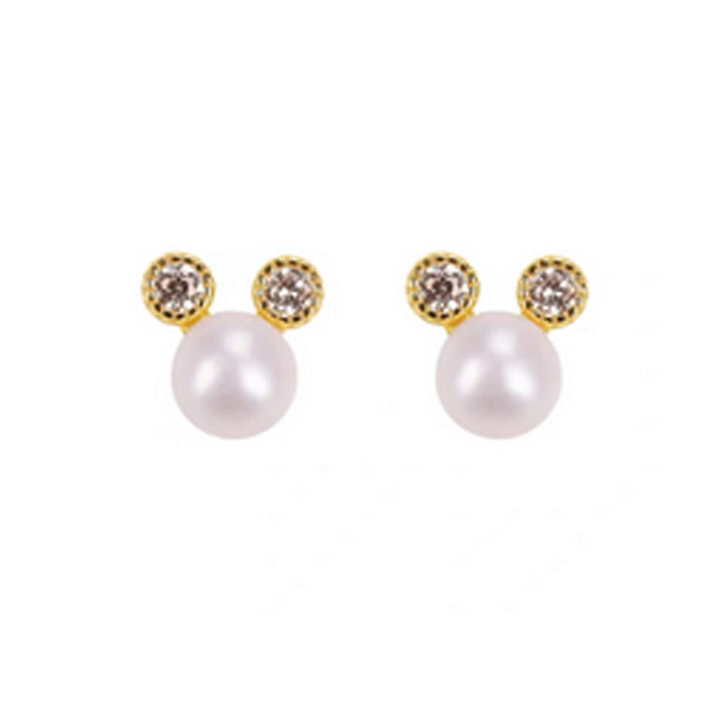 Tiny Gold Plated Mouse Stud Earrings for Women - 925 Sterling Silver Cubic Zirconia Minimalist Animal Jewelry - Cute Small Mouse Earrings for Girls, Birthday & Friendship Gifts - Perfect for Everyday Wear, Parties & Special Occasions