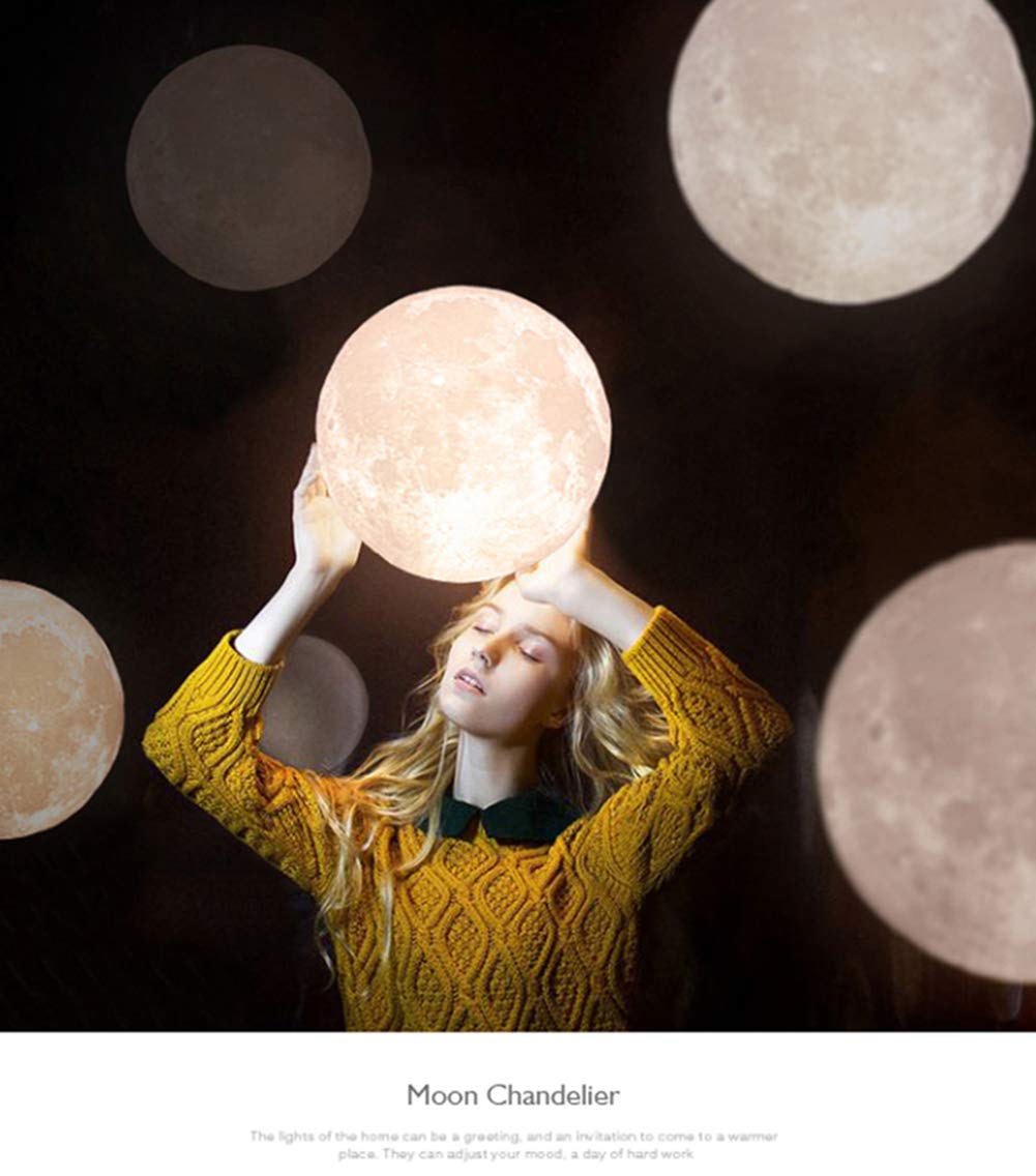 KRUIHAN Universe Planet Moon Pendant Light - 22cm LED Hanging Ceiling Lamp for Restaurant, Bar, Home & Kids Bedroom (Bulb Not Included) | Creative Night Lighting for Dining Rooms, Living Spaces & Children's Rooms