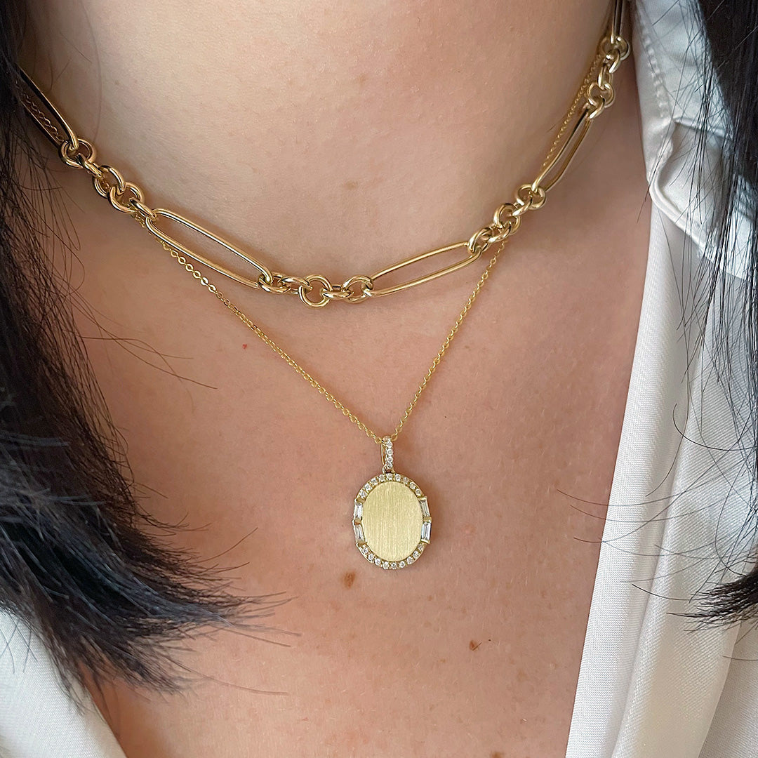 14K Yellow Gold Oval Diamond Pendant Necklace for Women - Elegant Jewelry Gift for Anniversary, Birthday & Special Occasions
