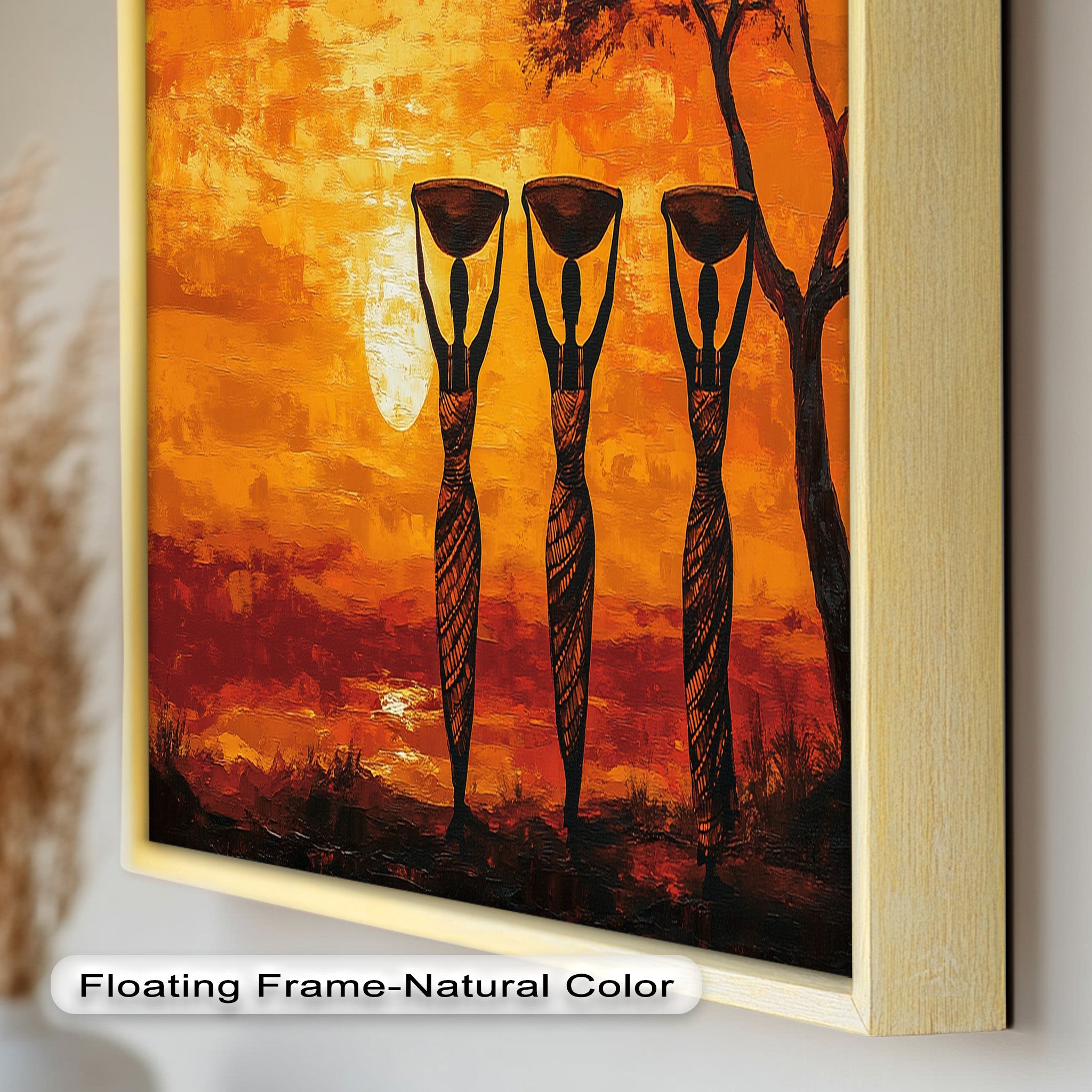 African Tribal Silhouette Wall Art - Handmade Oil Painting for Home Decor | Perfect for Living Room, Bedroom & Office