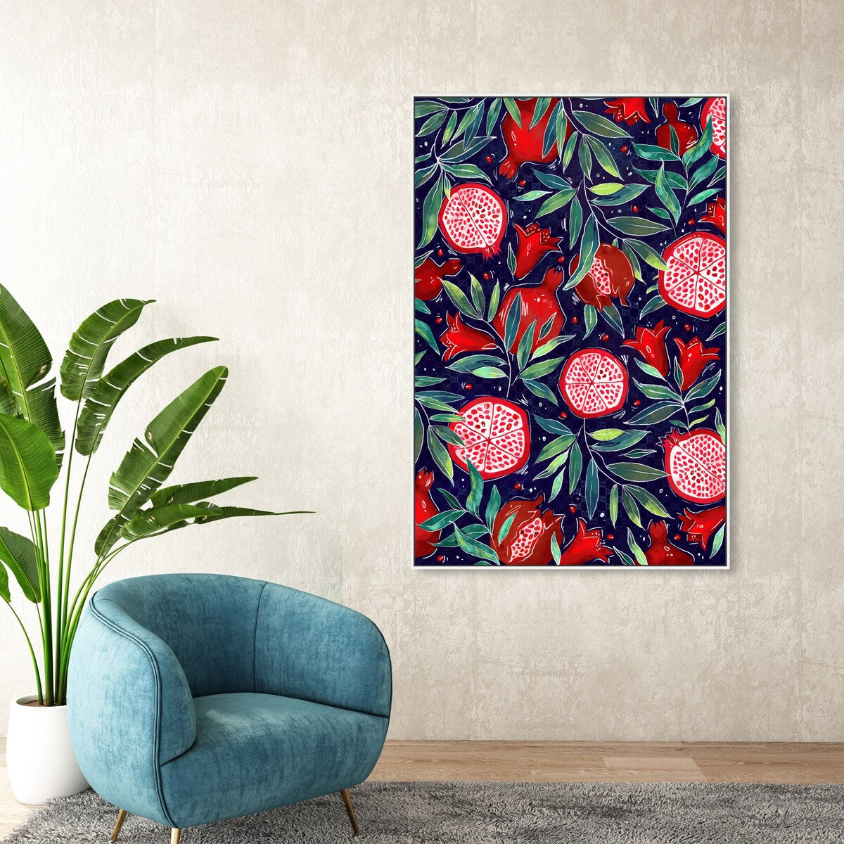 Blooming Tropical Flowers Framed Canvas Wall Art - White Cabin & Lodge Decor for Kitchen, Living Room, Bedroom | Nature-Inspired Home Decor & Gift Idea