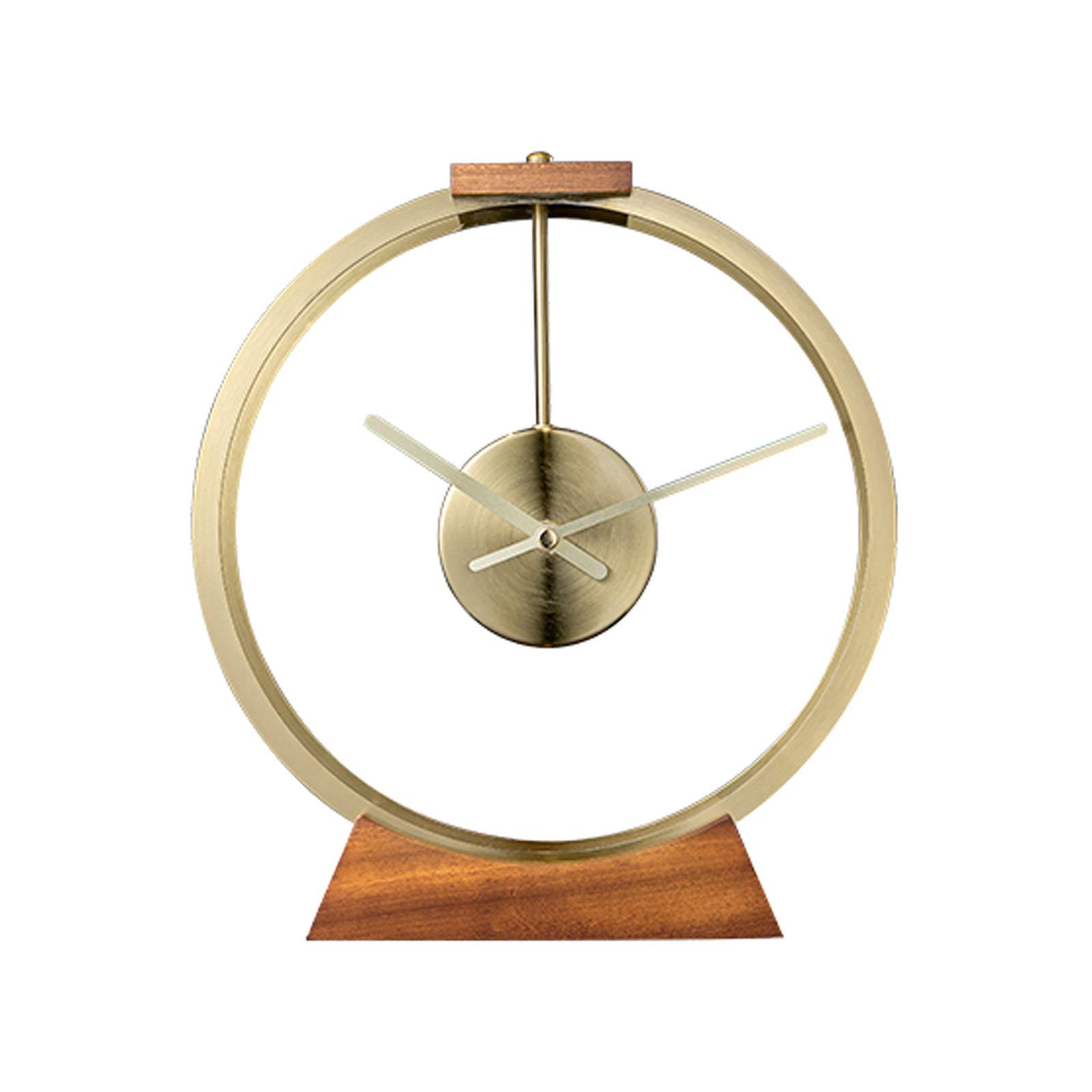 Hong Yi Fei Luxury Metal Table Clock - Retro Battery-Powered Desk Clock for Home & Office Decor - Perfect for Living Room, Bedroom, Study & Workspace