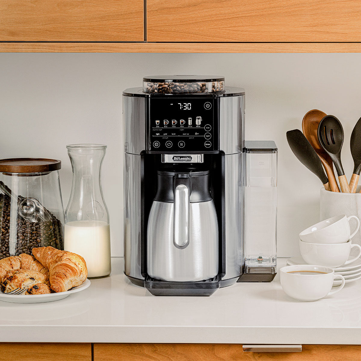 DeLonghi TrueBrew Automatic Coffee Maker with Thermal Carafe - Stainless Steel, 12-Cup Capacity for Home & Office Use | Perfect for Daily Brewing, Entertaining Guests & Gifting