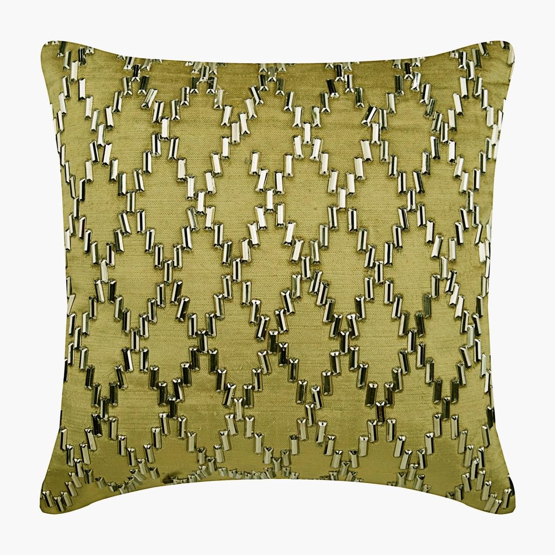 Velvet Throw Pillow Cover 16x16 Inch (40x40 cm) - Sage Green Decorative Cushion Cover with Geometric Rhinestone Design for Sofa, Couch, Bed - Modern Home Decor for Living Room, Bedroom & Easter Gifts