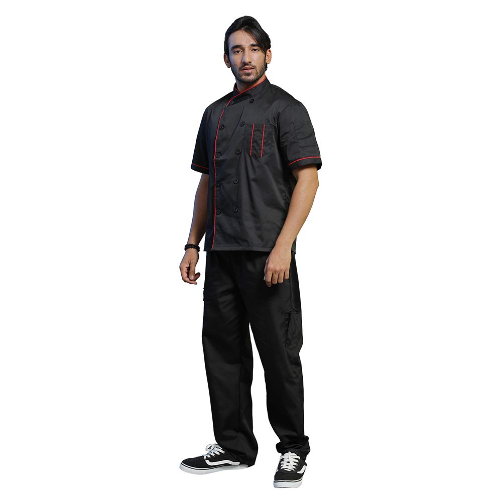 TopTie Custom Chef Coat - Short Sleeve Chef Jacket with Heat Transfer & Embroidery - Personalized Kitchen Uniform for Professional Chefs & Culinary Students - Perfect for Restaurants, Catering & Cooking Classes
