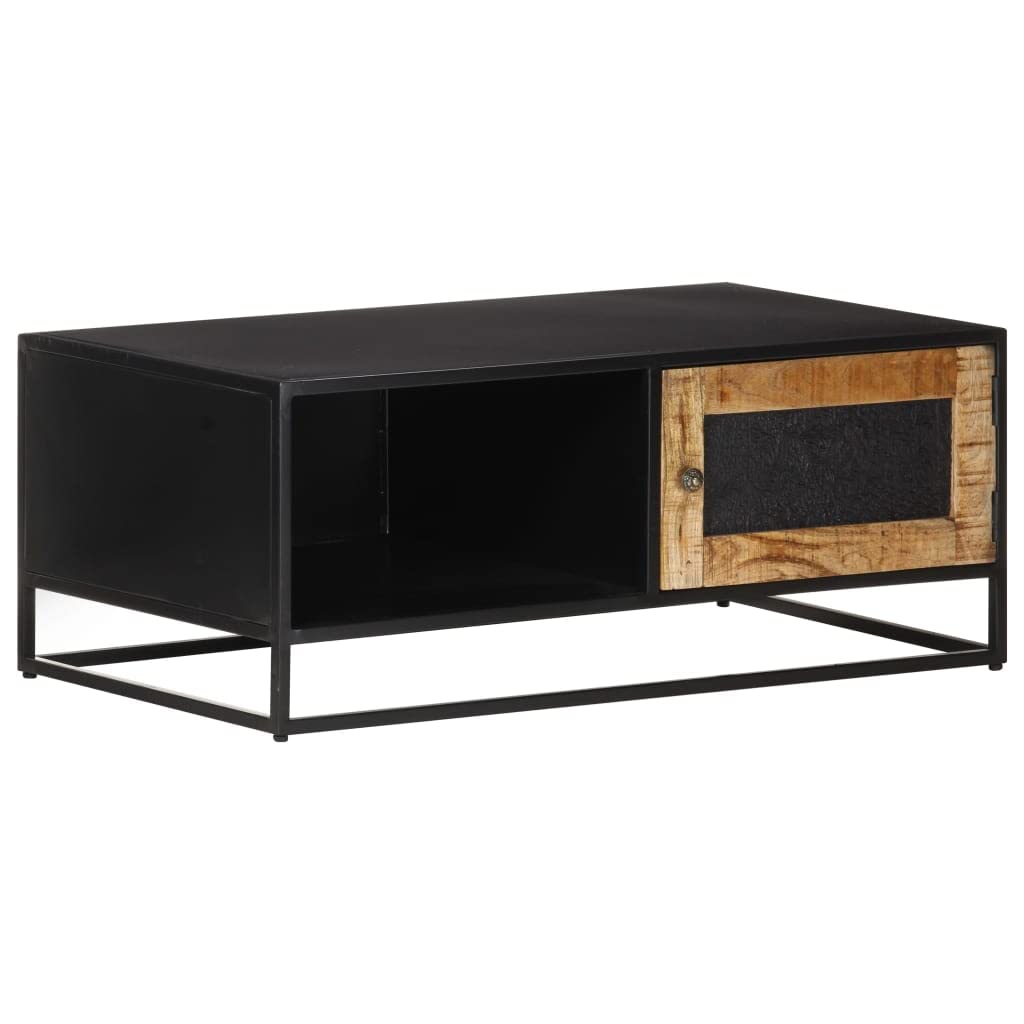 Rustic Square Coffee Table with Storage - Solid Mango Wood Living Room Center Table, Bedroom Side Table for Study & Lounge - Handcrafted Wooden Coffee Table for Home Decor