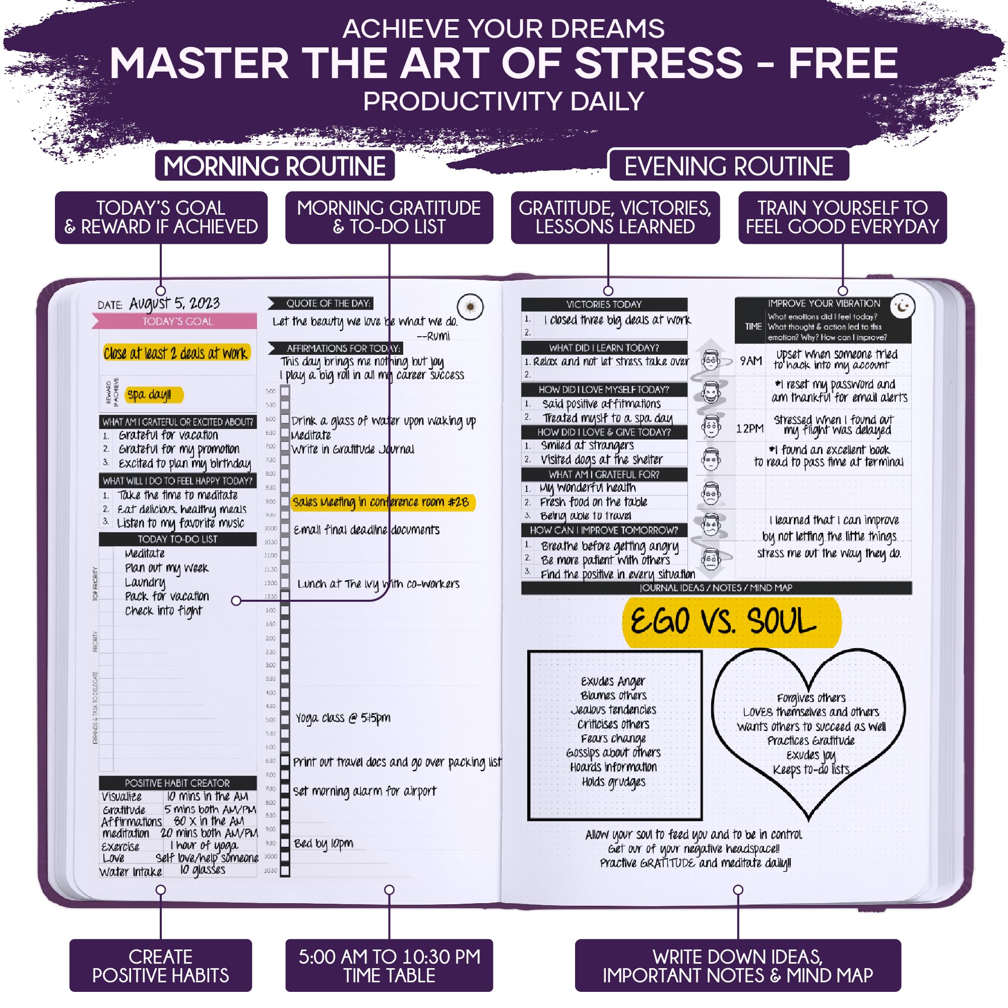 5-Minute Daily Gratitude & Mental Health Guided Journal - 90-Day Undated Planner for Positivity, Manifestation & Self-Care | Mindfulness & Reflection Journal with Vision Board & Stickers | Perfect for Daily Routine, Stress Relief & Personal Growth