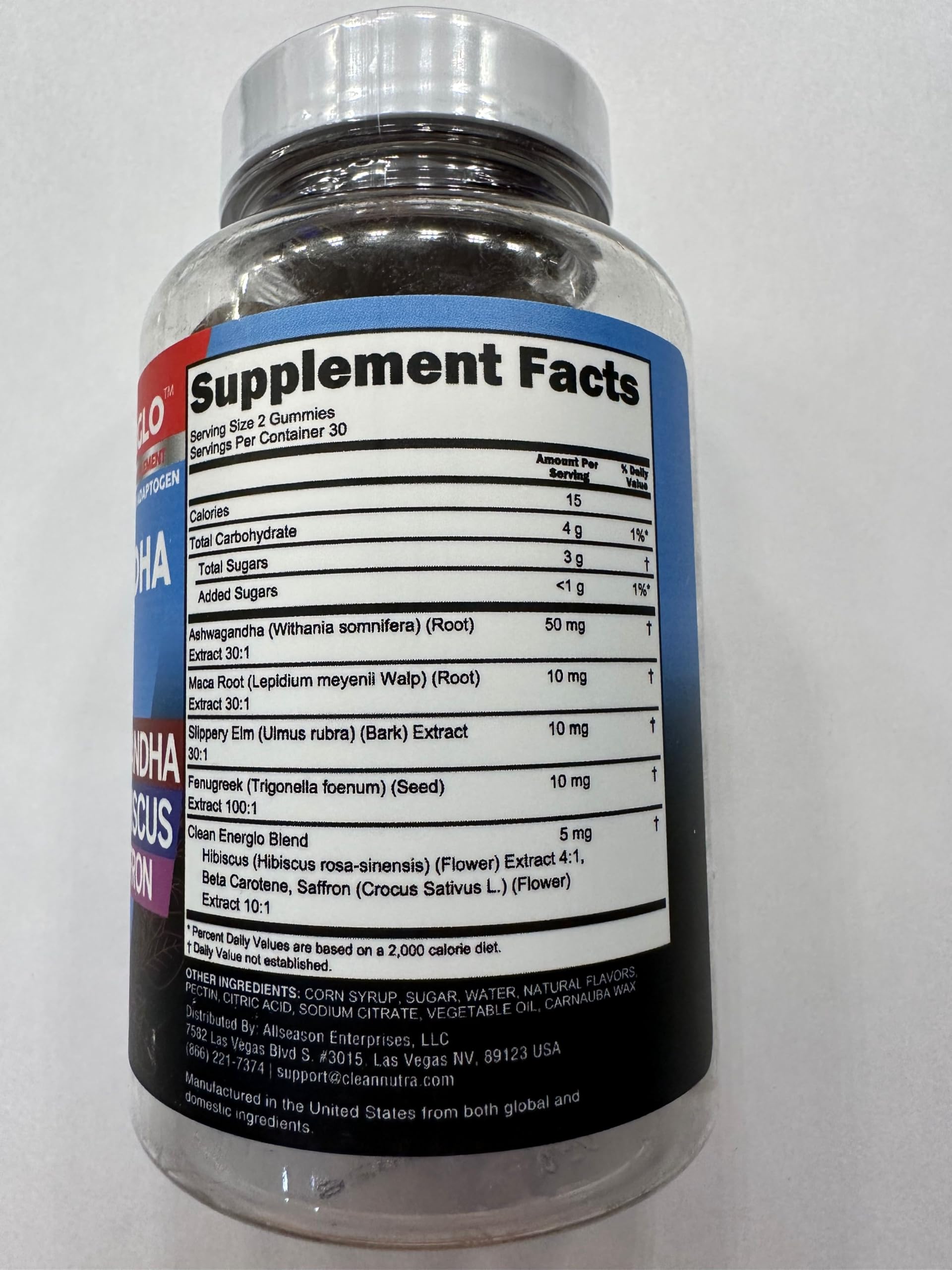 Ashwagandha & Maca Root Gummies with Fenugreek, Hibiscus, Slippery Elm & Saffron Extract | Vegan Adaptogen Supplement for Stress Relief, Energy Boost & Cortisol Support | Peach Flavor Gummy Vitamins with Beta Carotene | Perfect for Daily Wellness, Workout Recovery & Mental Focus by Clean Nutra