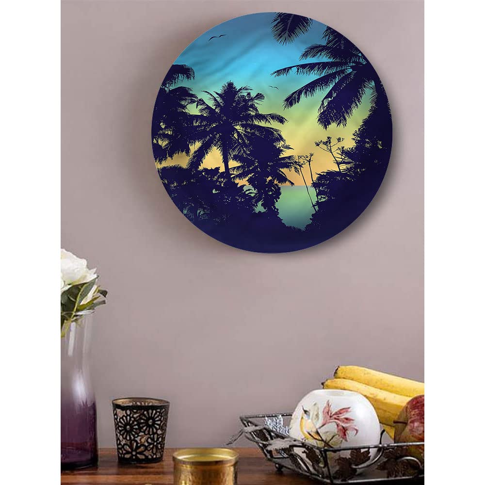 XISUNYA 6 Inch Tropical Sunset Palm Tree Ceramic Decorative Plate - Round Porcelain Dinnerware for Dining, Parties, Wedding Decor - Perfect for Beach Themed Events, Home Decor & Gift Giving