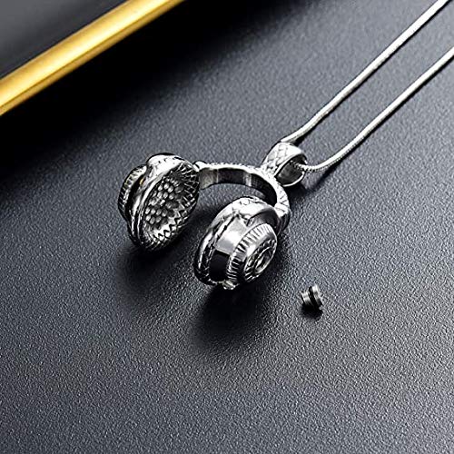 Memorial Jewelry for Ashes - Stainless Steel Cremation Urn Necklace Pendant for Women & Men - Keepsake Headset Urn Jewelry for Loved Ones - Perfect for Funerals, Memorials & Keeping Memories Close