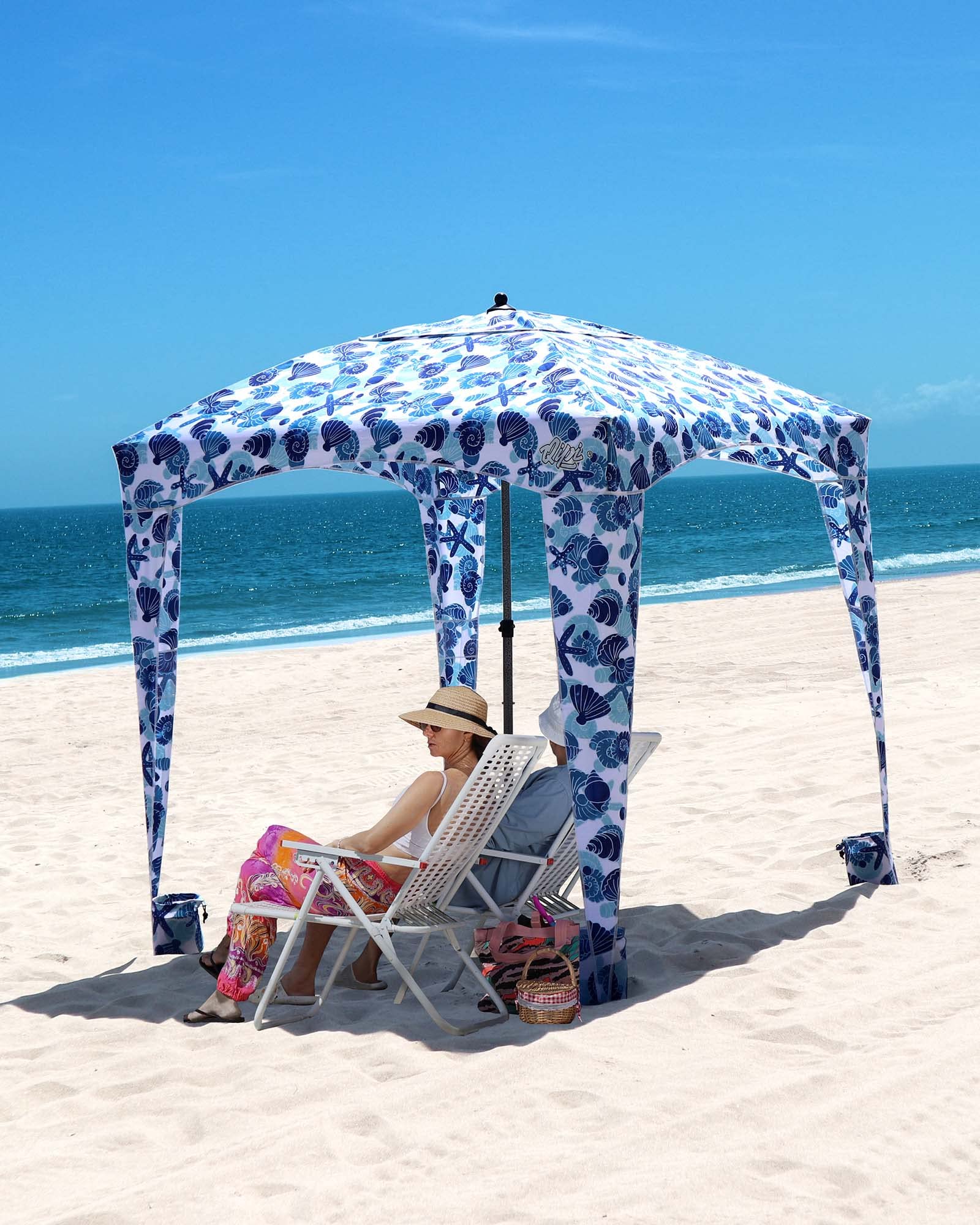 Qipi Beach Cabana - 6' x 6' Portable Sun Shelter with UPF 50+ UV Protection, Waterproof Canopy & Included Side Wall - Easy Setup Beach Tent for Family, Kids & Friends - Perfect for Beach Days, Pool Parties & Outdoor Adventures