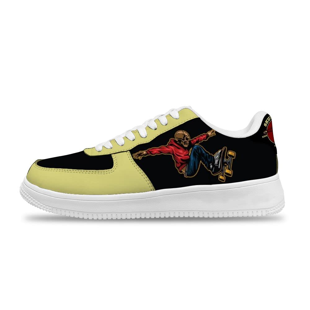 TUYAI Skull Design Skateboard Shoes - Custom Air Force Sneakers for Men & Women - Fashionable Sports Shoes with Cool Animation Graphics - Perfect for Skateboarding, Streetwear & Casual Outfits