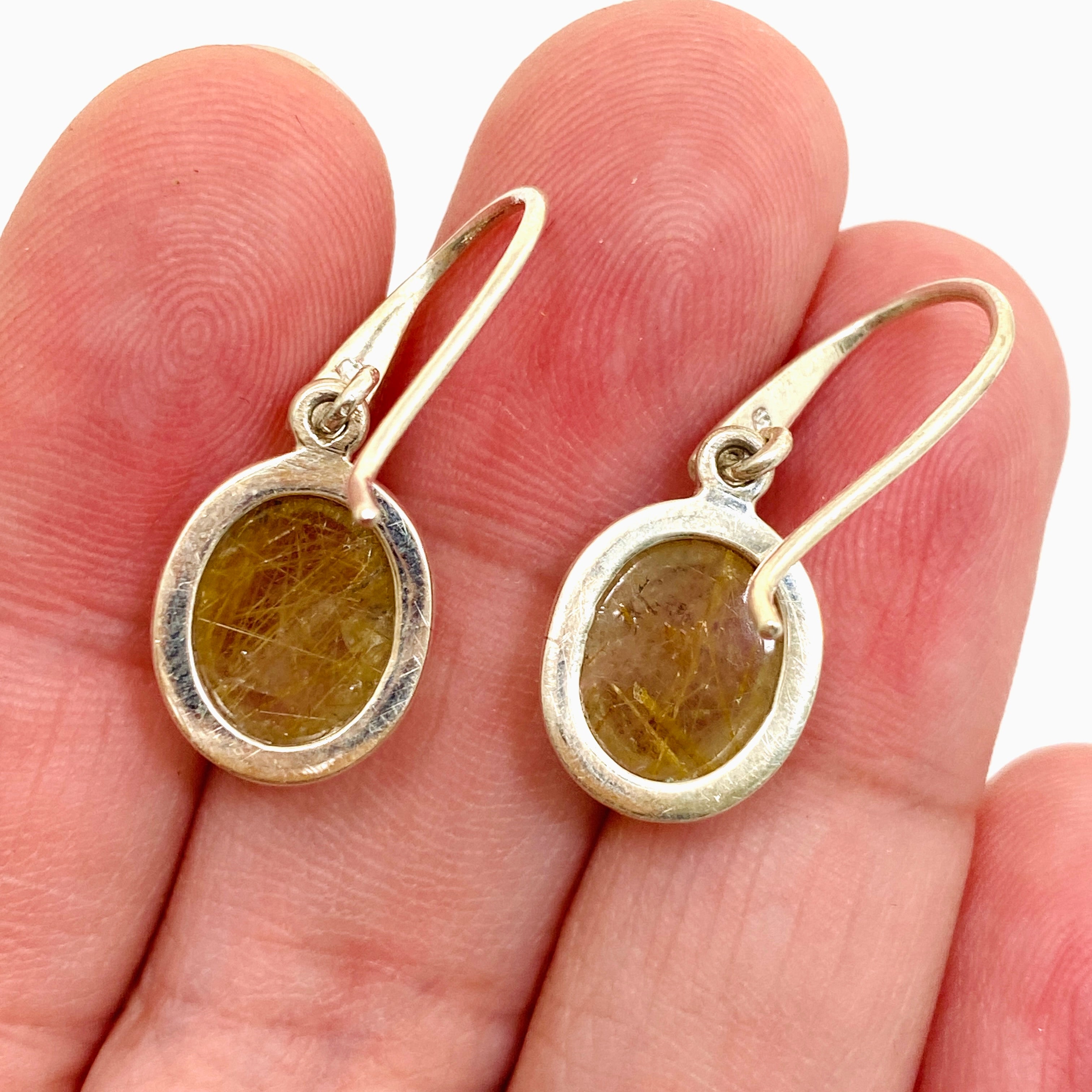 Natural Rutilated Quartz Oval Cabochon Earrings - 925 Sterling Silver Handmade Jewelry for Women - Perfect for Gift Giving, Weddings & Special Occasions