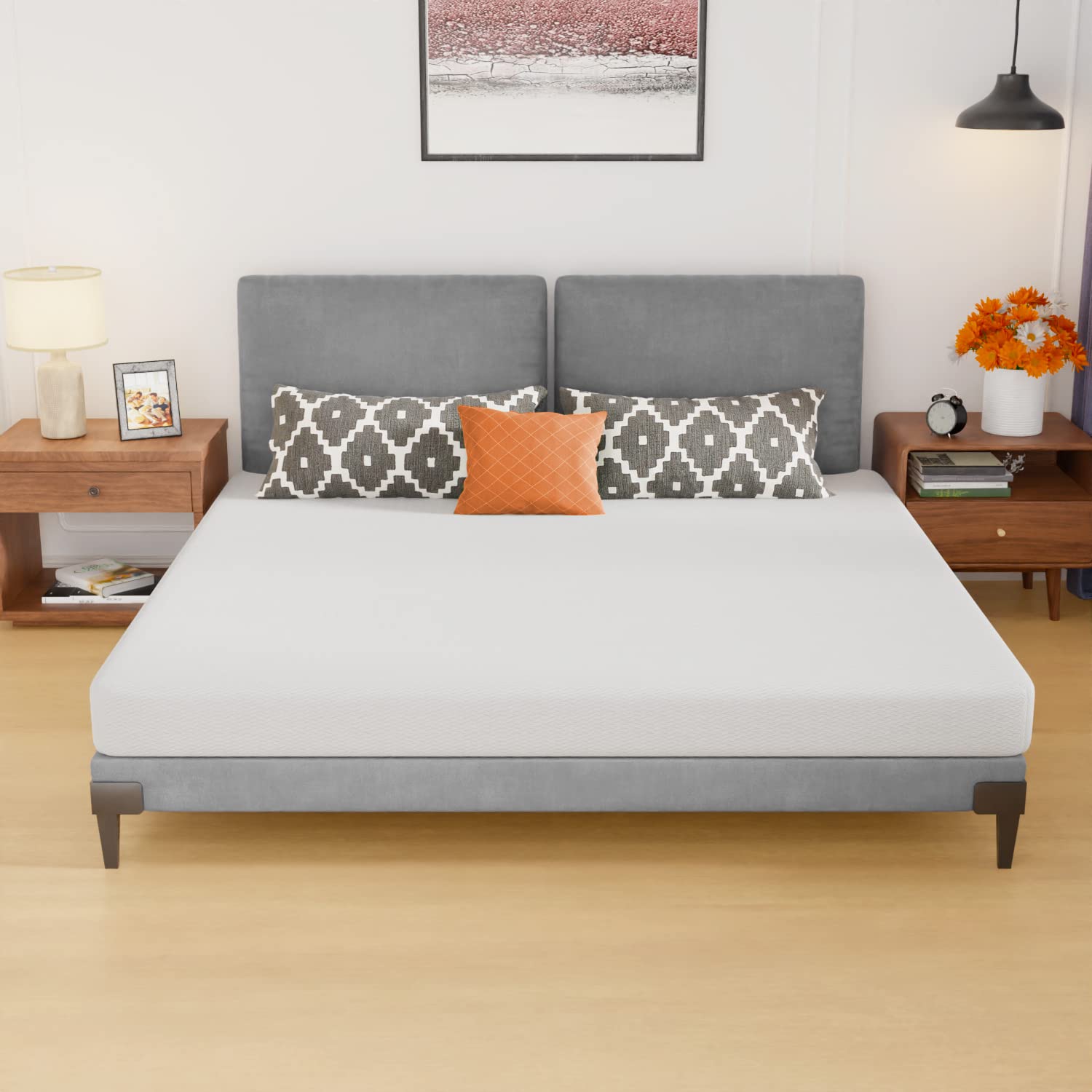 PayLessHere King Size 6 Inch Gel Memory Foam Mattress - Medium Firm Support, Pressure Relief & Temperature Regulation, CertiPUR-US Certified (White) | Perfect for Bedrooms, Guest Rooms & Small Spaces