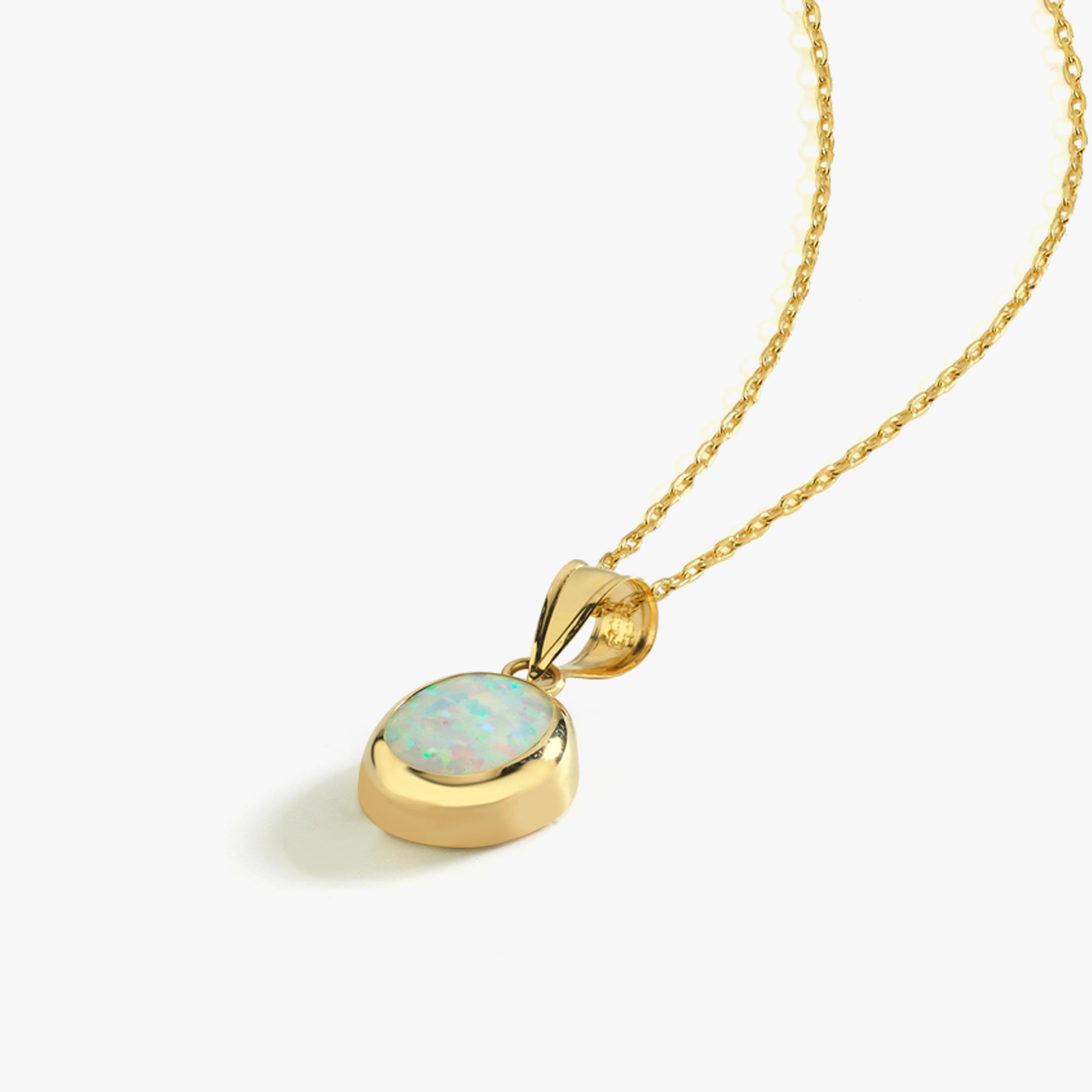 14K Solid Gold White Opal Necklace for Women - Elegant Dainty Jewelry Gift for Birthday, Anniversary & Special Occasions
