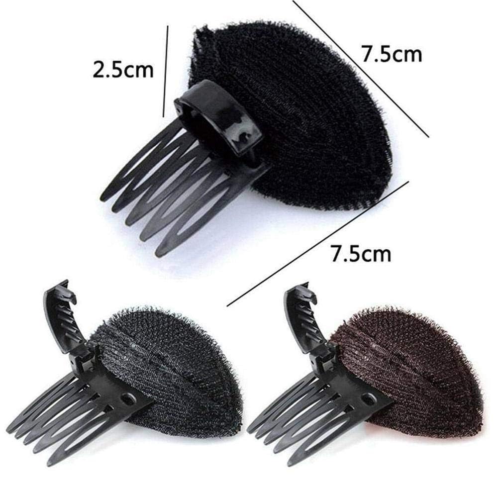1Pc Black Puff Hair Cushion with Clips - Fluffy Sponge Bun Comb Bump It Up Hair Base Set for Women & Girls - DIY Hairstyling Tools & Hair Accessories - Perfect for Volume Boost, Updos, and Special Occasions