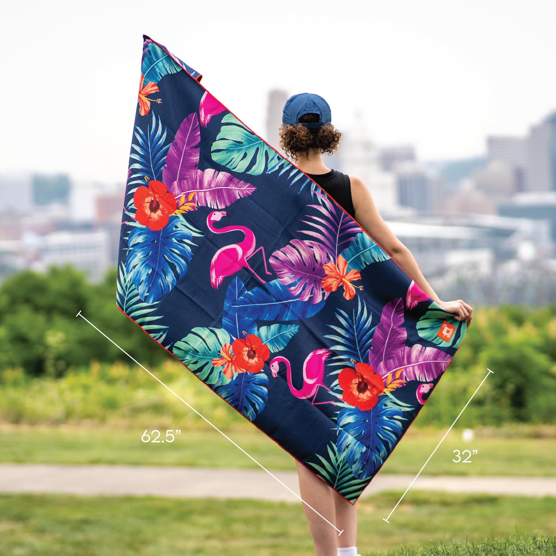 Premium Moisture-Wicking Running Towel & Car Seat Cover - Full-Sized Athletic Towel with Flamingo Design | Perfect for Workouts, Sports & Travel