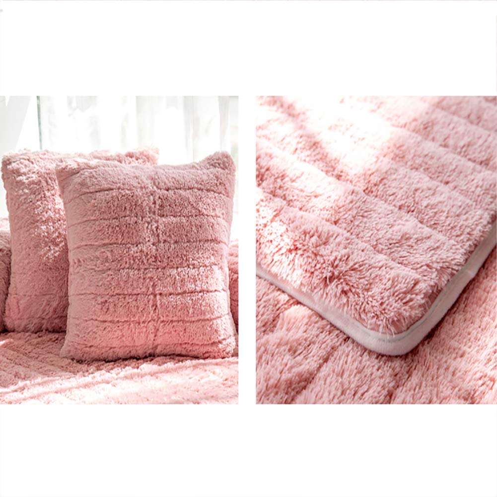 Velvet L-Shaped Sectional Sofa Cover - Winter Warm Recliner Slipcover Protector for Pets, 110x240cm (43x94inch), Pink - Perfect for Living Room, Family Room & Pet-Friendly Homes