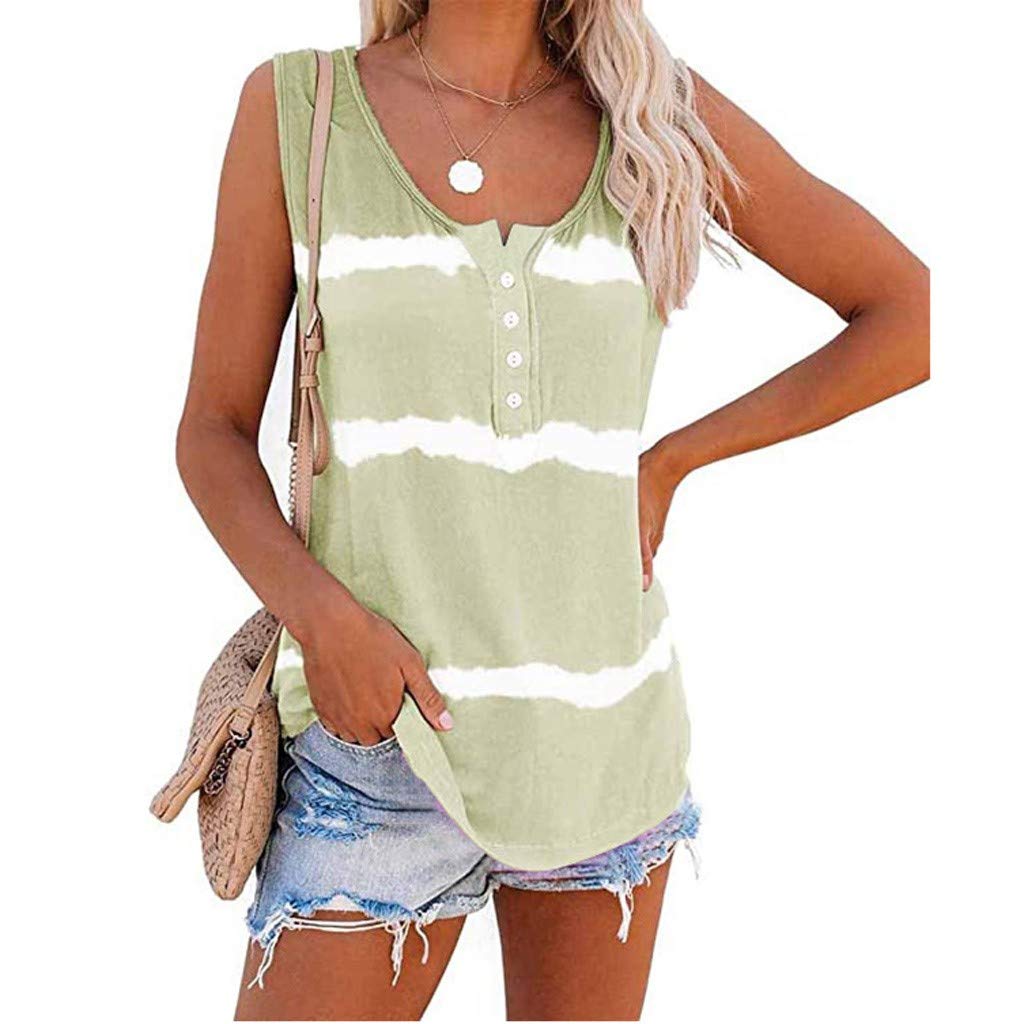 Women's Sleeveless Colorblock Button-Down Tank Tops - Loose Fit Tunic Camisole Blouse for Casual Wear & Summer Outfits | Perfect for Beach, Yoga, and Everyday Fashion