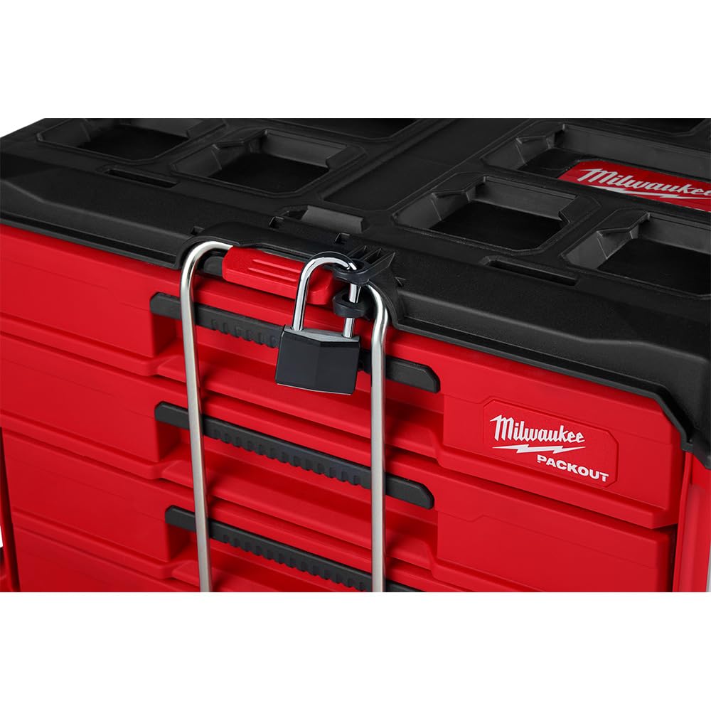 Milwaukee Packout 4 Drawer Tool Organizer Box 48-22-8444 - Heavy Duty Storage for Tools & Accessories - Perfect for Job Sites, Workshops & DIY Projects