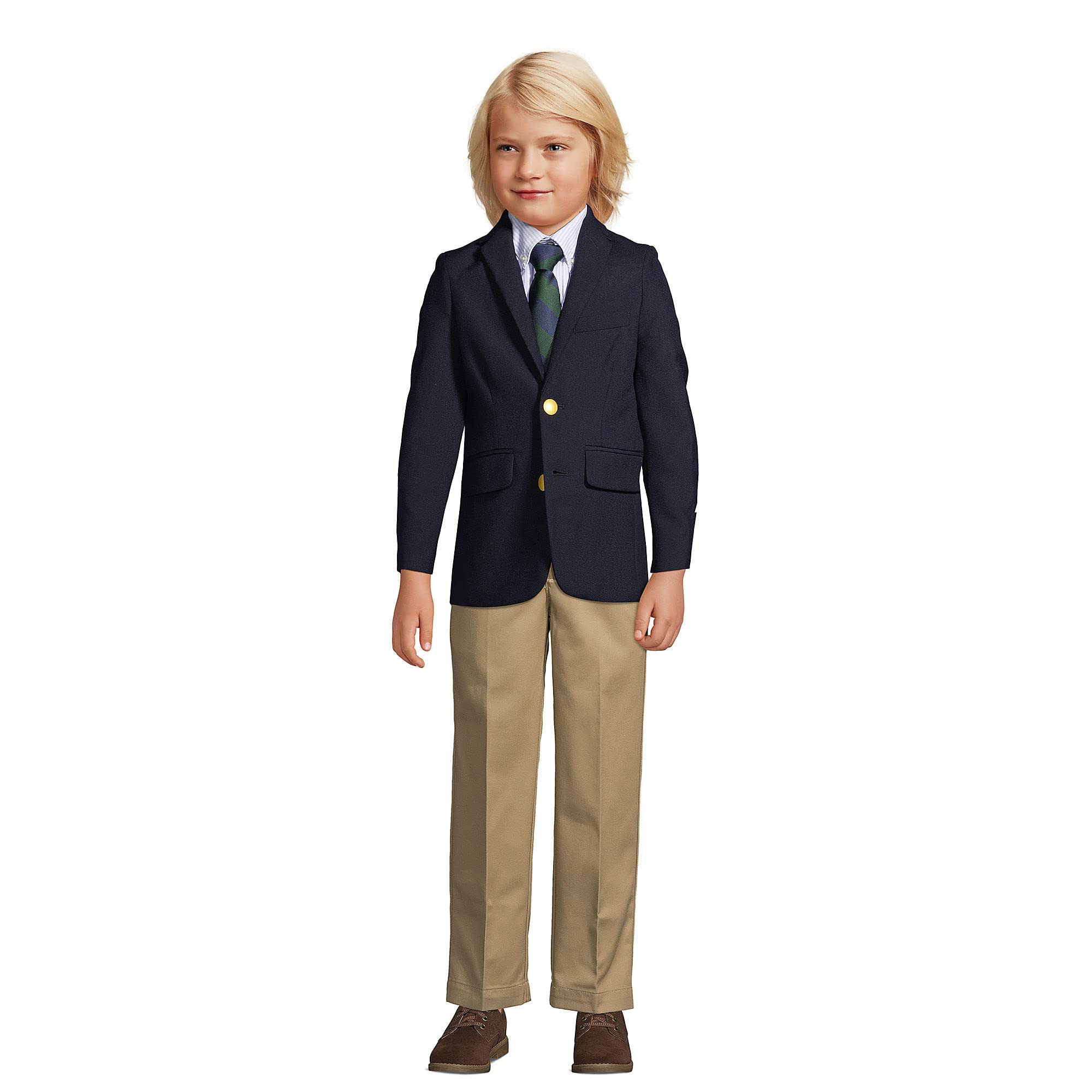 Lands' End Boys' Tailored Fit Hopsack Blazer - School Uniform Jacket for Formal Occasions & Academic Events