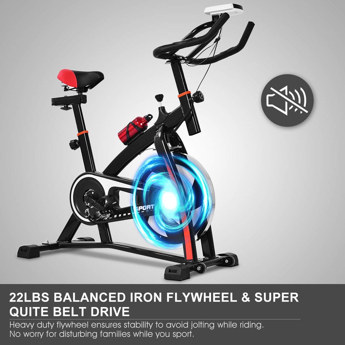 Goplus Adjustable Exercise Bike with Heart Rate Sensors & LCD Display - Professional Stationary Indoor Cycling Bike for Home & Gym - Perfect for Cardio Workouts, Weight Loss & Fitness Training