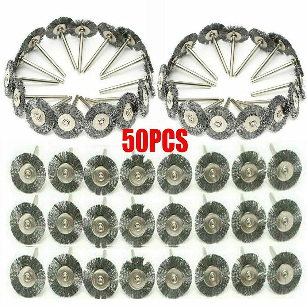 Stainless Steel Wire Brush 25mm - 50pcs for Cleaning & Polishing - Rotary Tool Accessory for DIY & Metalwork